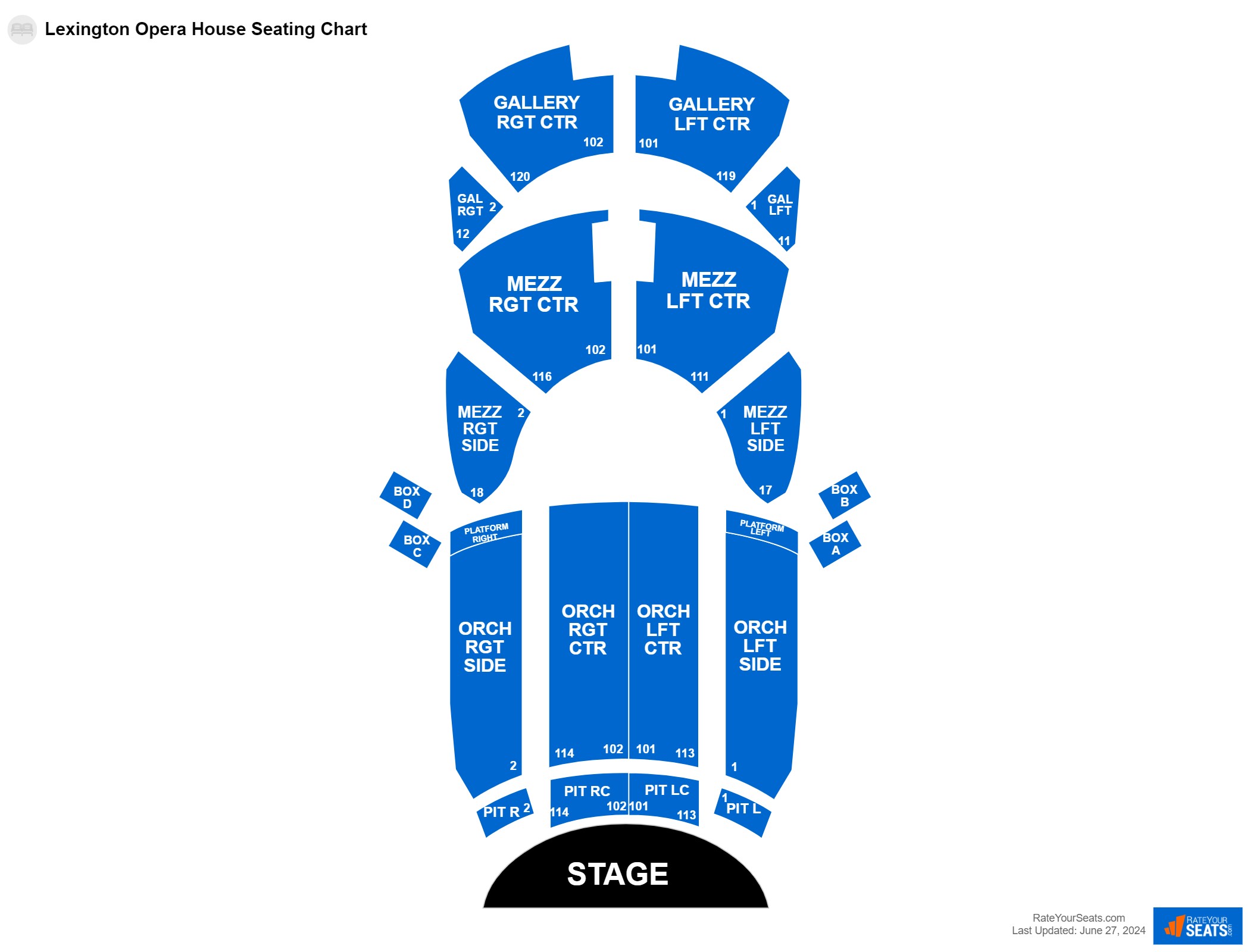 Interactive seating chart Comedy seating chart at Lexington Opera House