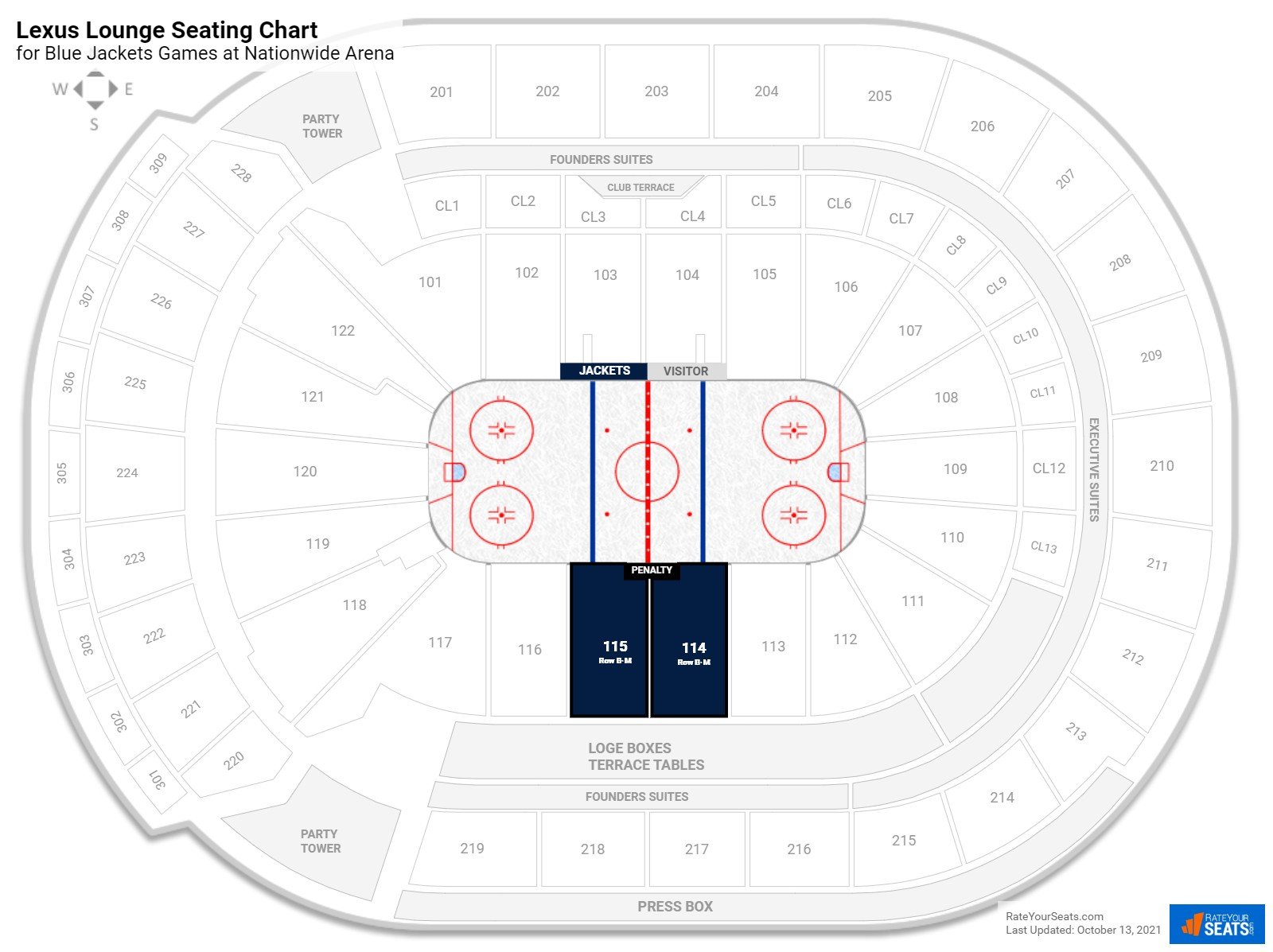 Blue Jackets Lexus Lounge Seating Chart at Nationwide Arena
