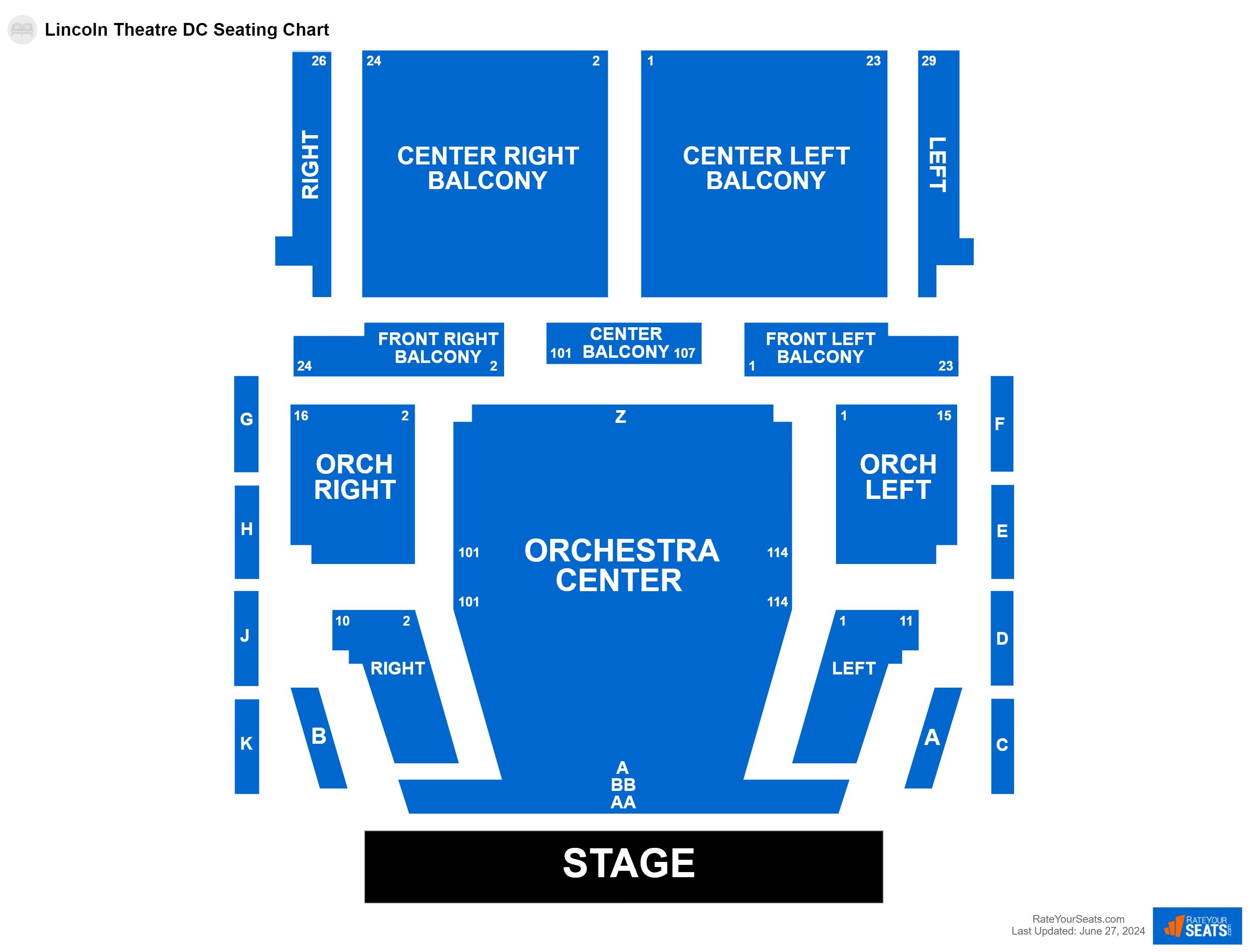 Interactive seating chart Comedy seating chart at Lincoln Theatre DC