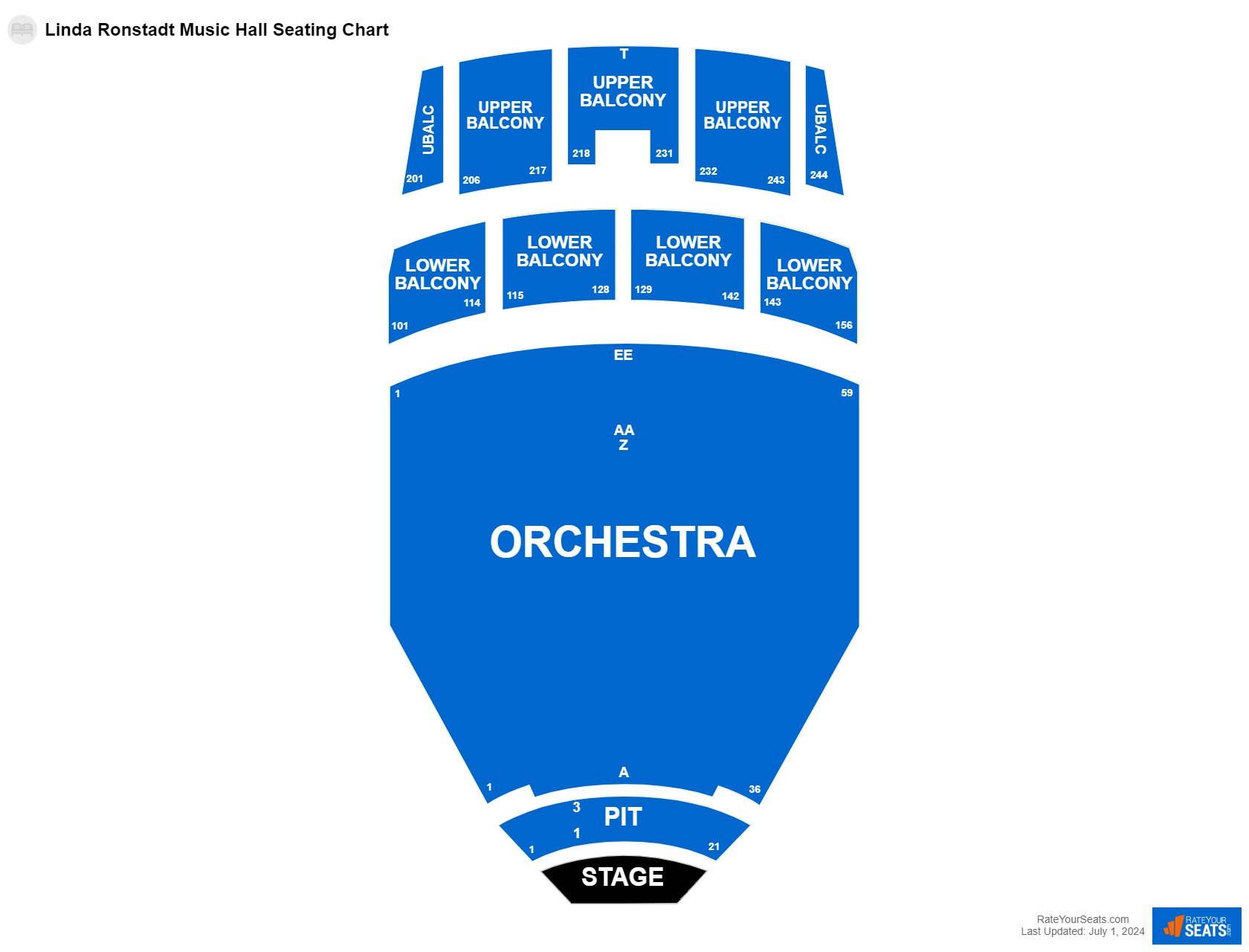 Interactive seating chart Comedy seating chart at Linda Ronstadt Music Hall