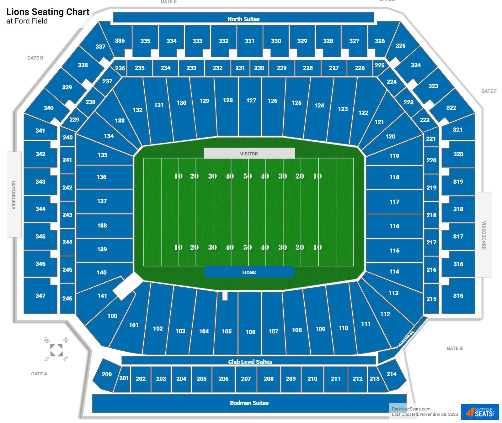 Detroit Lions Seating Chart at Ford Field