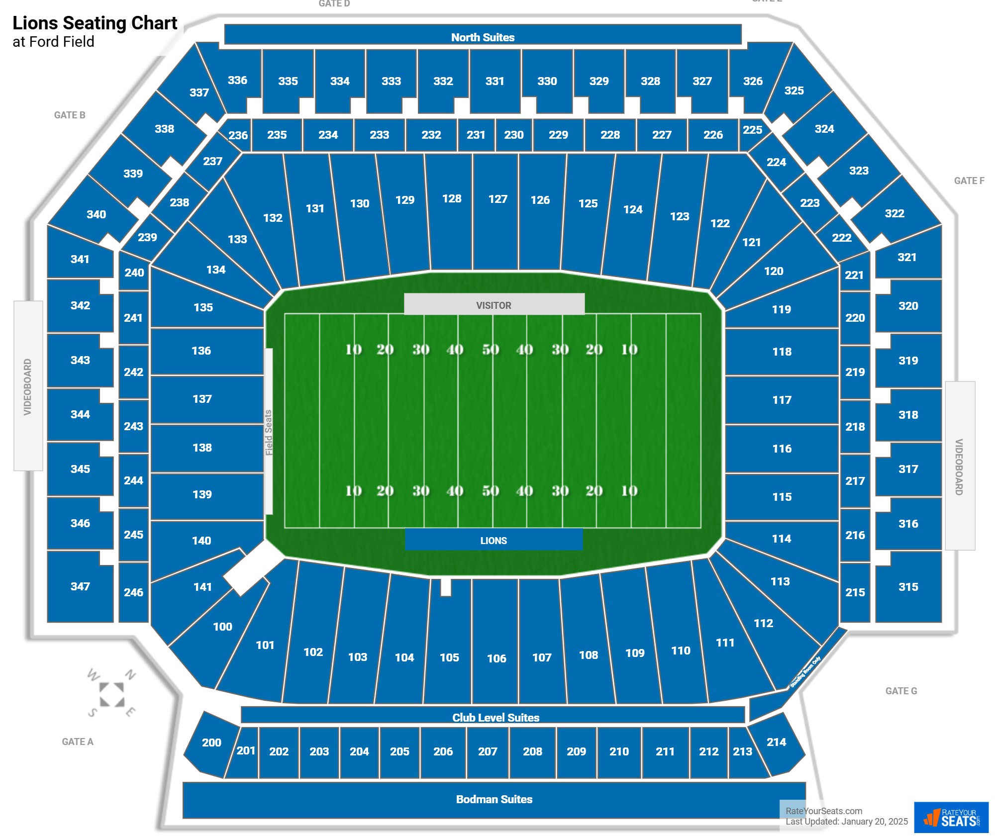 Ford Field Seating Charts Rateyourseats Com