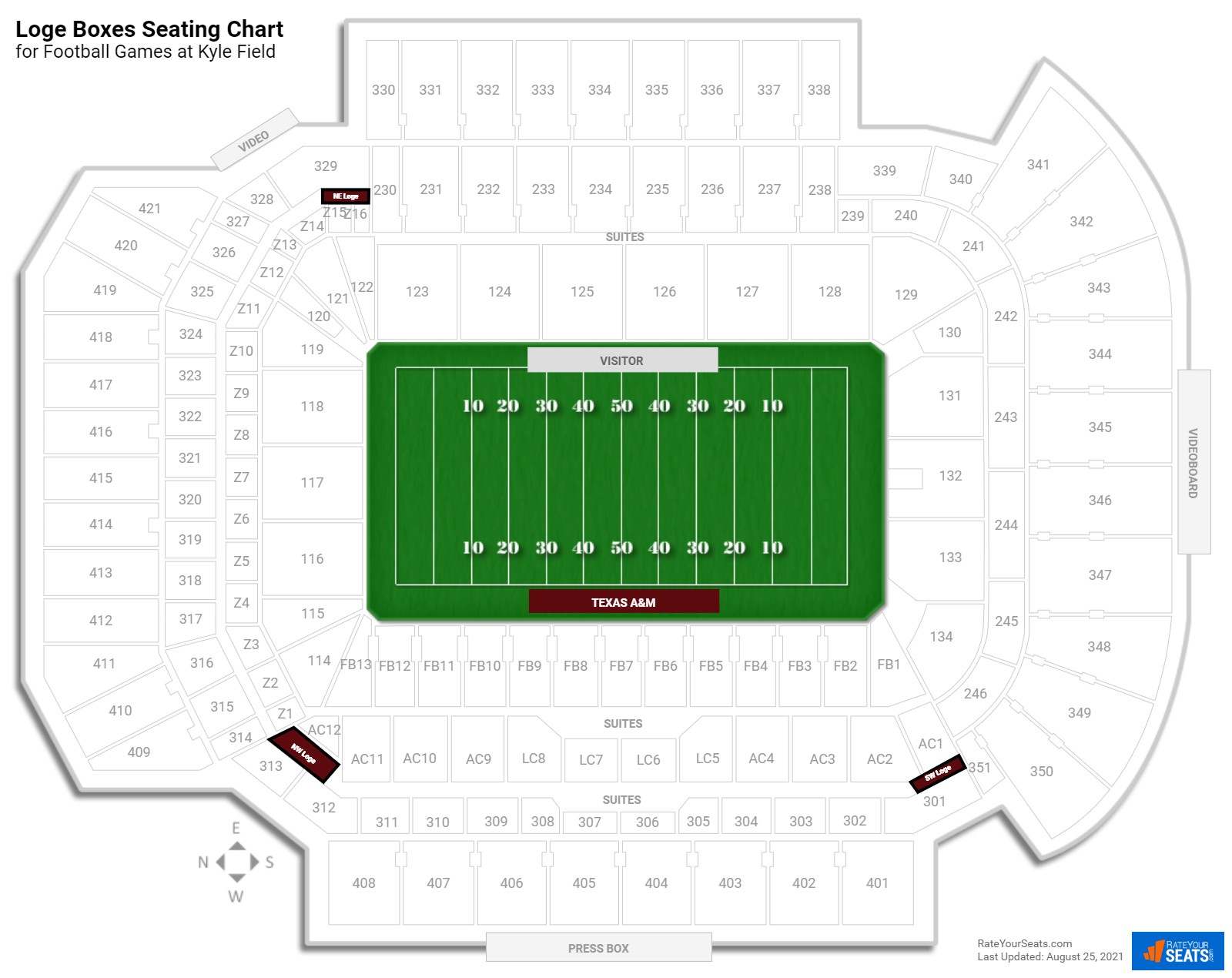 Football Loge Boxes Seating Chart at Kyle Field