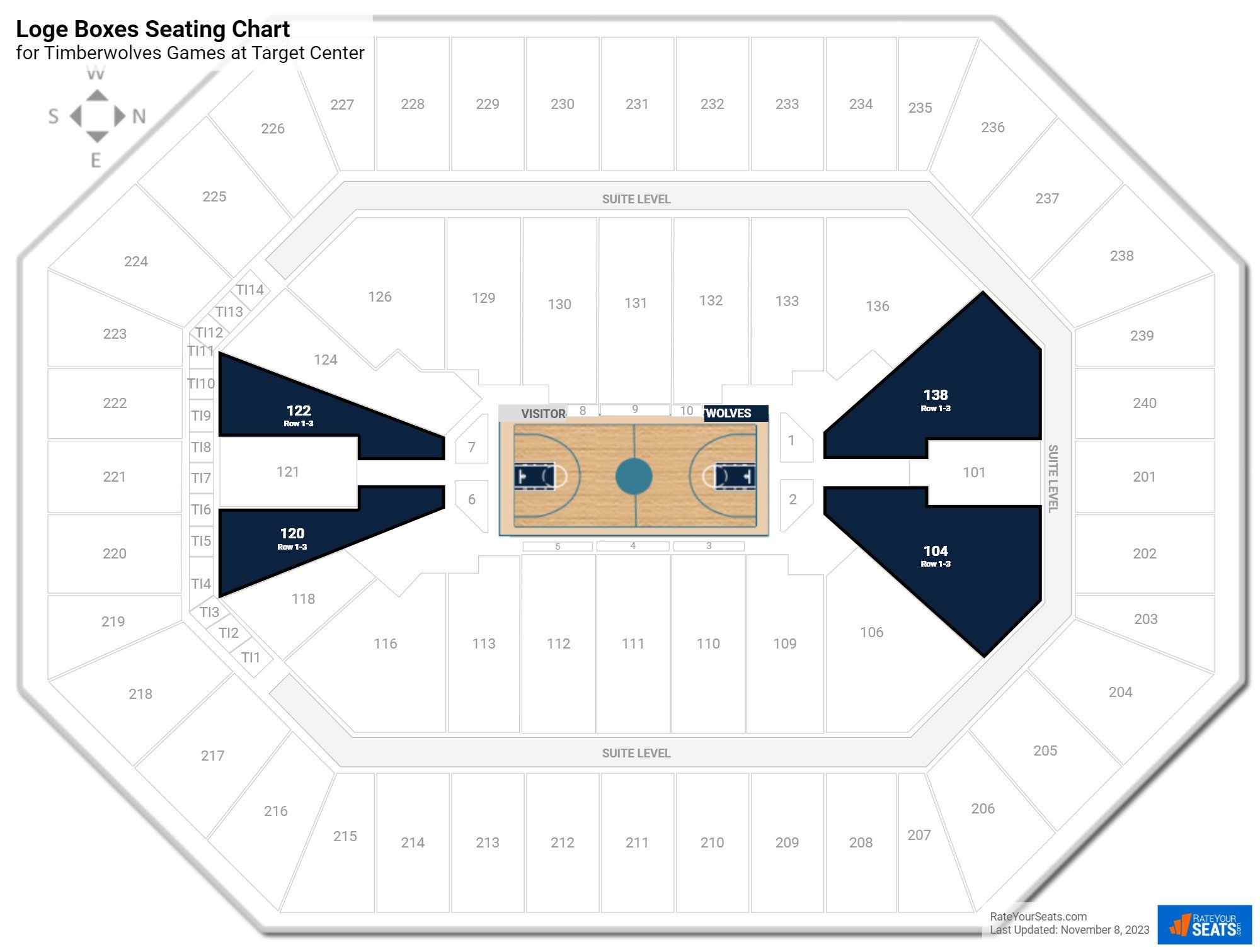 click to enlarge Timberwolves Loge Boxes Seating Chart at Target Center