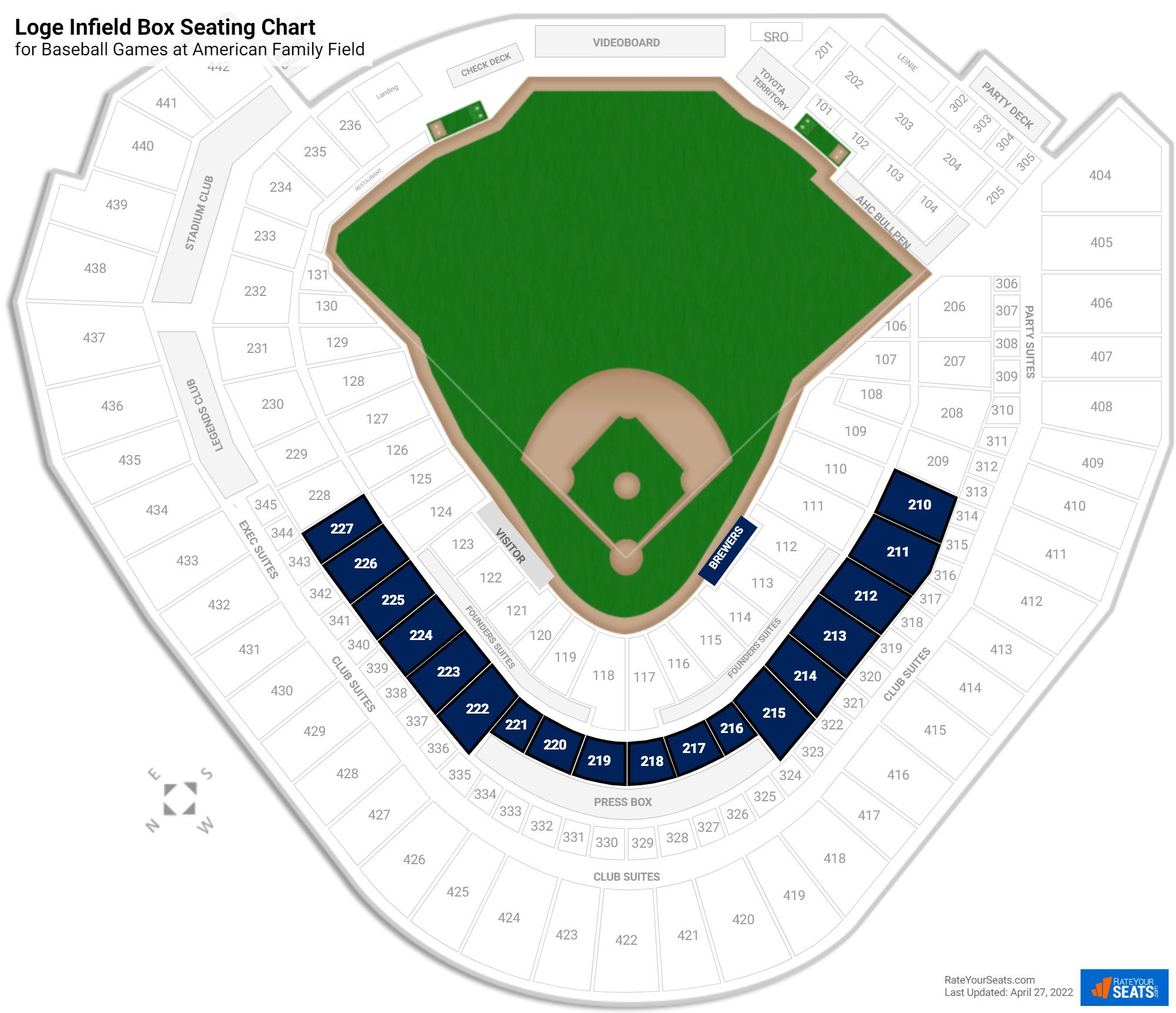 Baseball Loge Infield Box Seating Chart at American Family Field