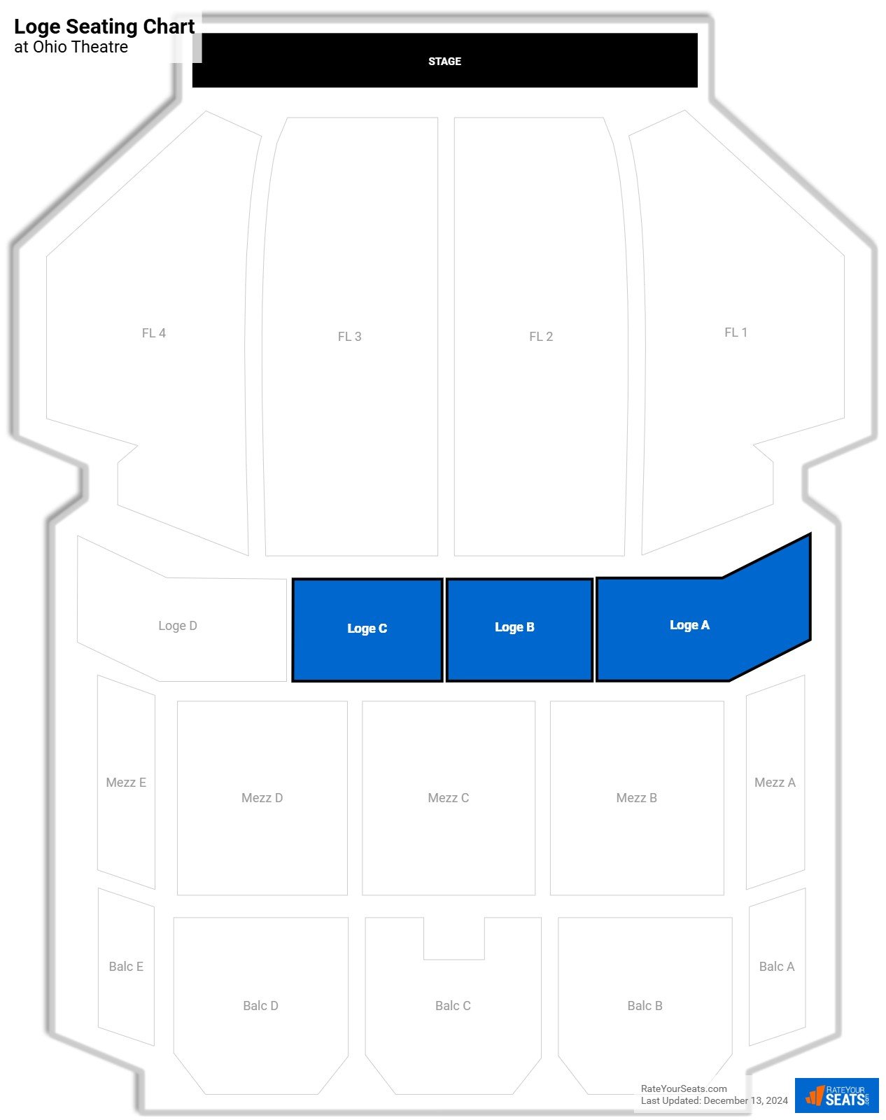 click to enlarge Theater Loge Seating Chart at Ohio Theatre