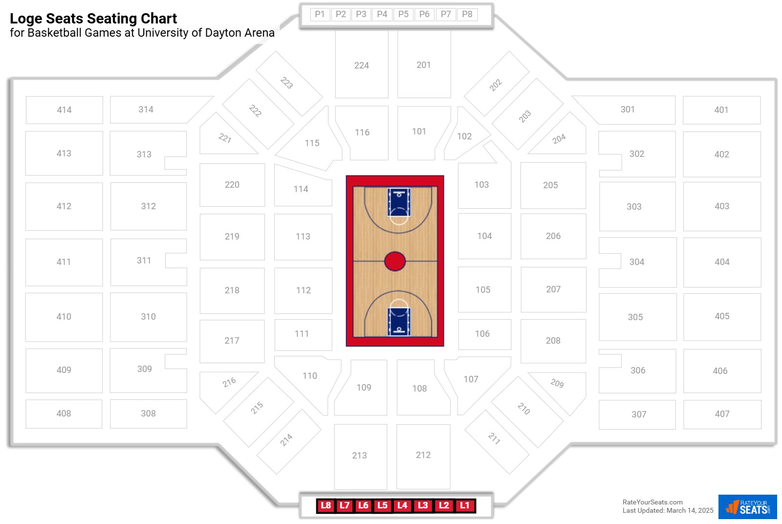 click to enlarge Basketball Loge Seats Seating Chart at University of Dayton Arena