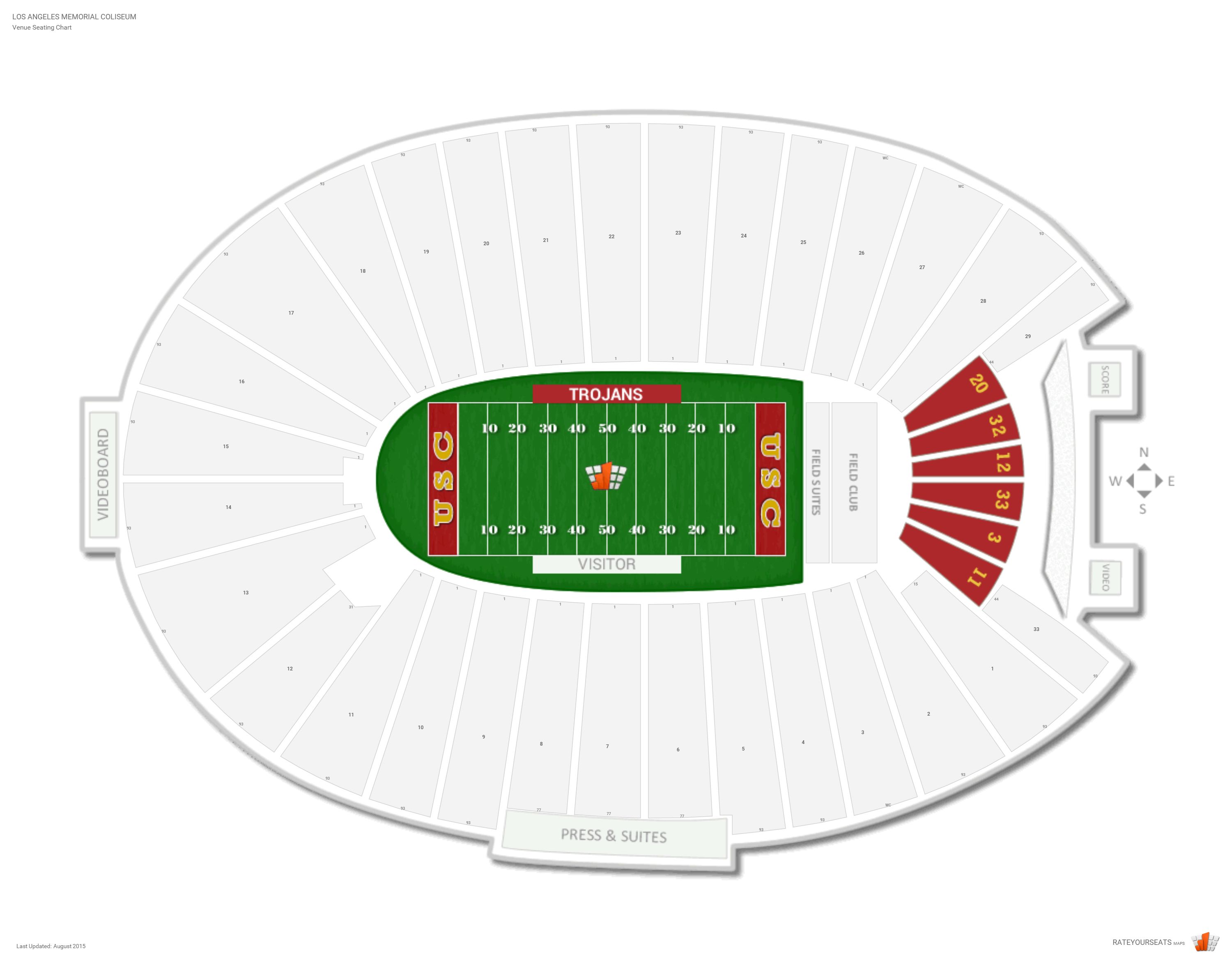 Los Angeles Coliseum Seating Chart With Seat Numbers