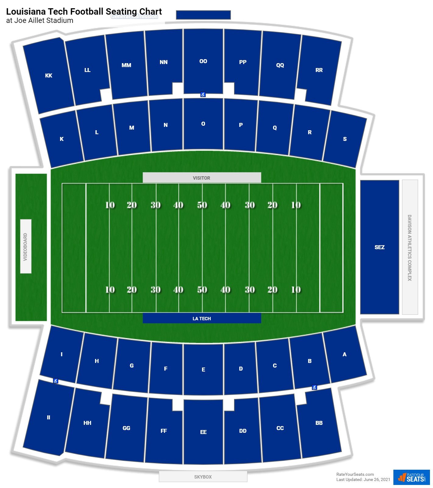 Louisiana Tech Bulldogs Seating Chart at Joe Aillet Stadium