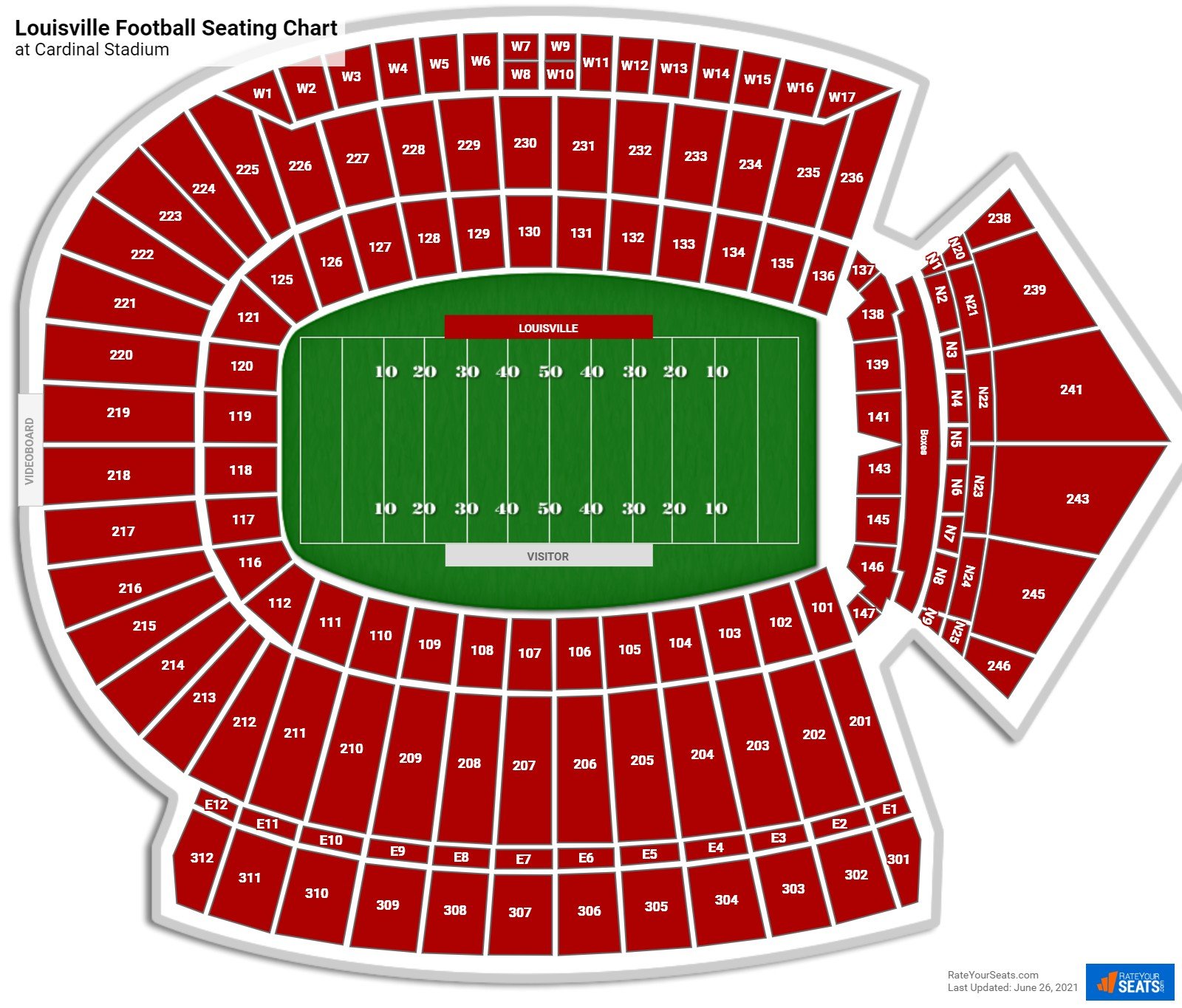 Louisville Cardinals Seating Chart at Cardinal Stadium