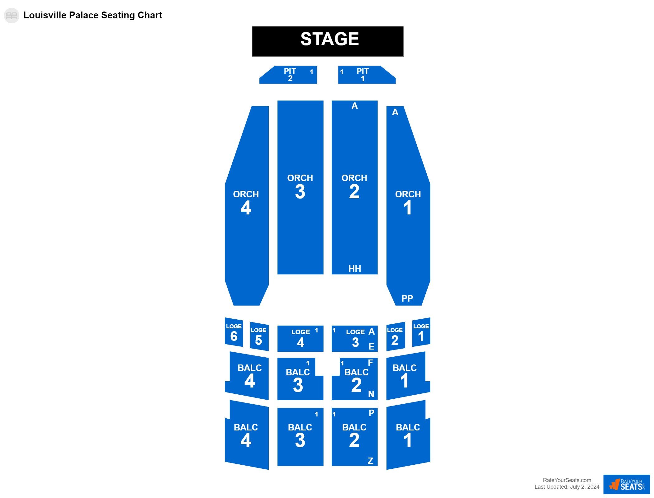 Interactive seating chart Concert seating chart at Louisville Palace