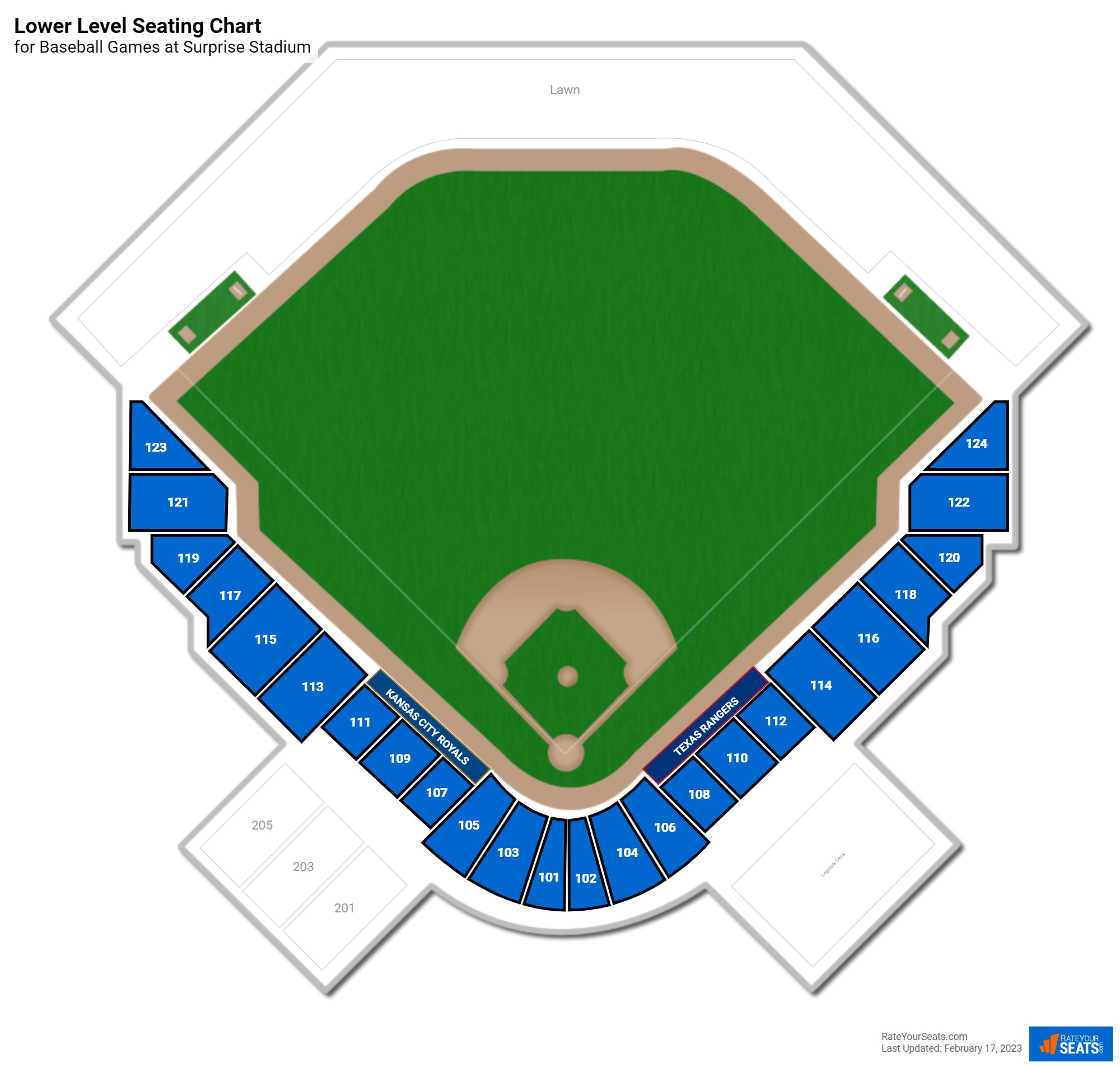 Baseball Lower Level Seating Chart at Surprise Stadium