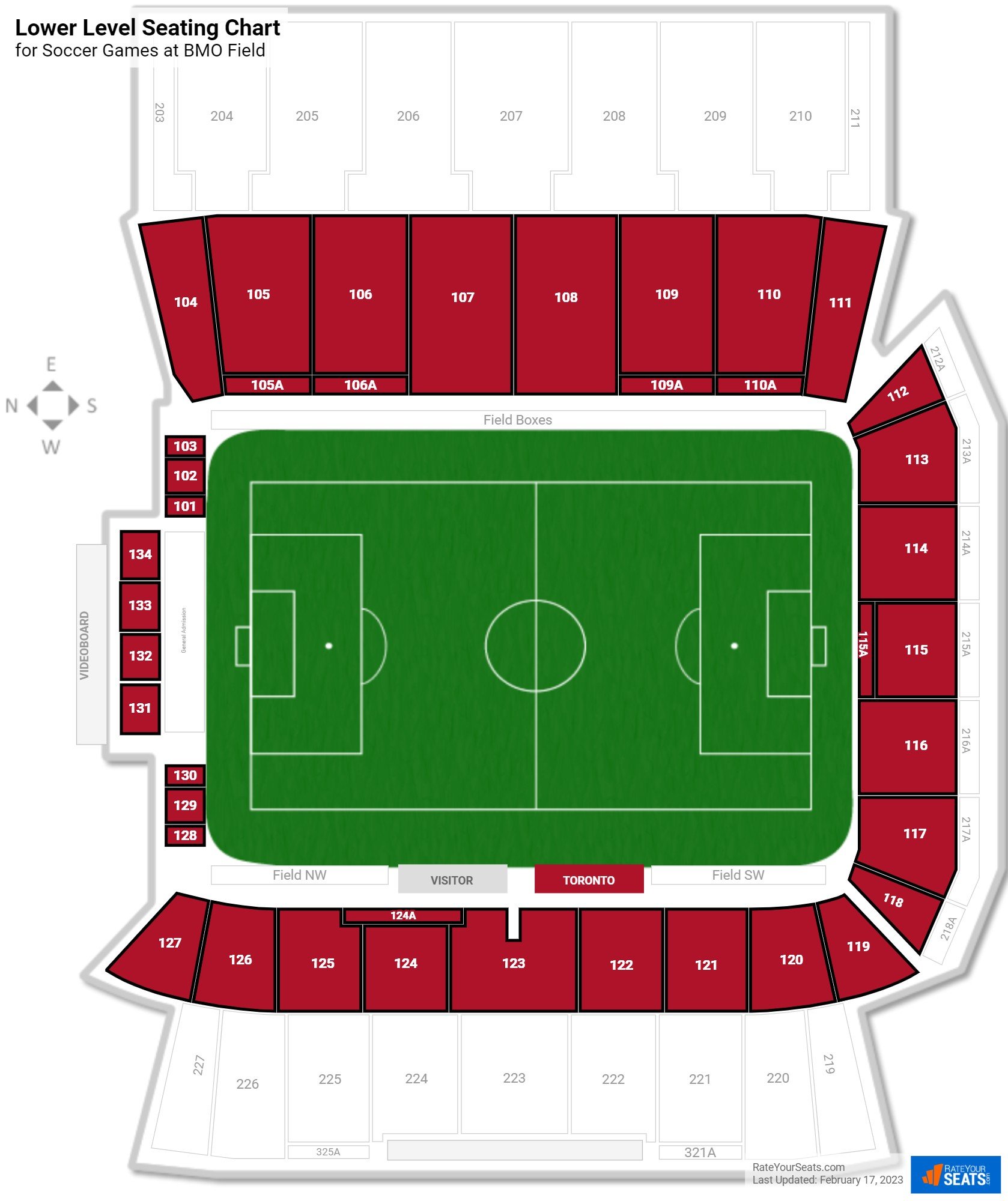 Soccer Lower Level Seating Chart at BMO Field