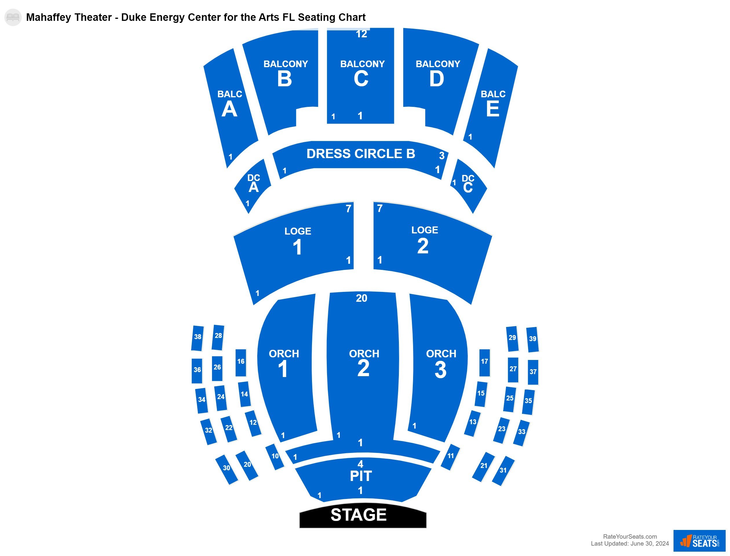 Interactive seating chart Comedy seating chart at Mahaffey Theater - Duke Energy Center for the Arts FL