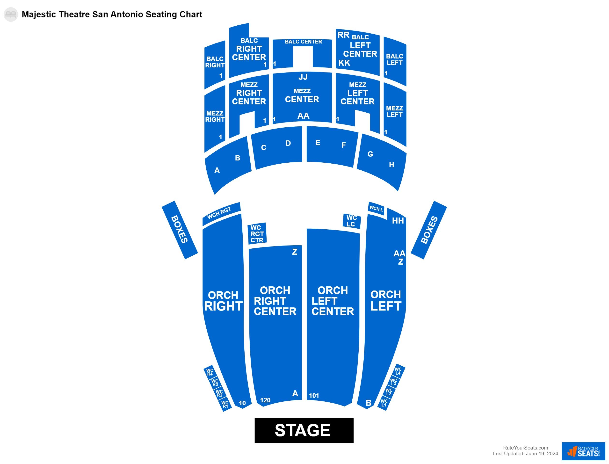 Interactive seating chart Comedy seating chart at Majestic Theatre San Antonio