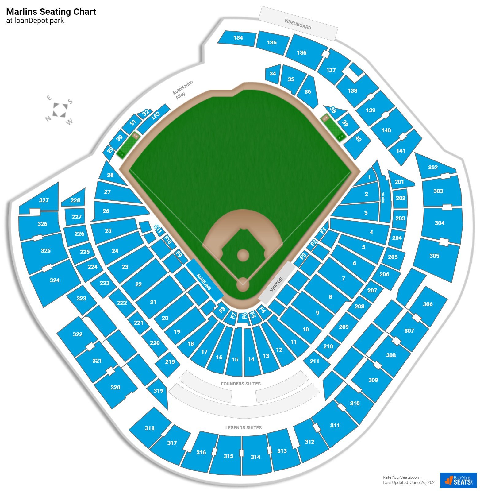 seat number miami marlins stadium seating chart