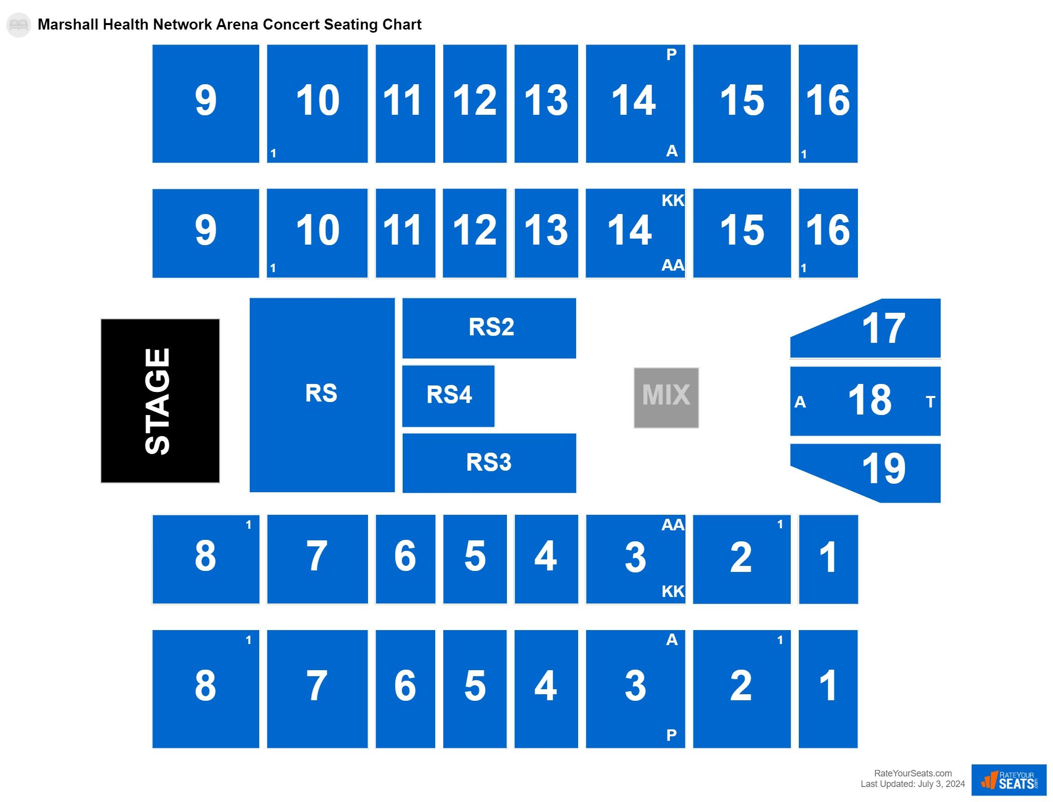 Interactive seating chart Concert seating chart at Marshall Health Network Arena