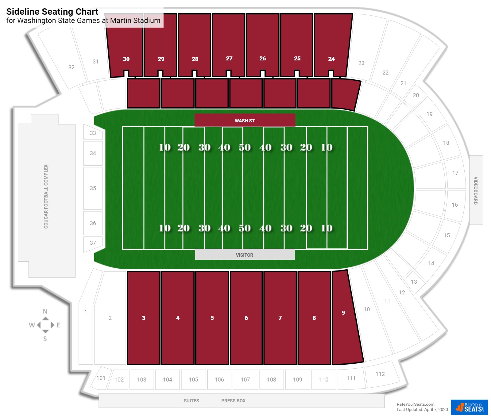 Martin Stadium Pullman Seating Chart