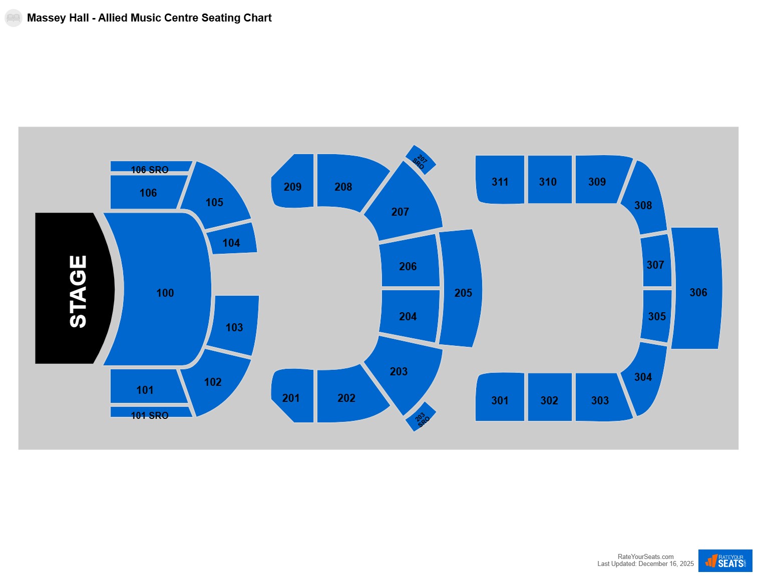 Comedy seating chart at Massey Hall - Allied Music Centre