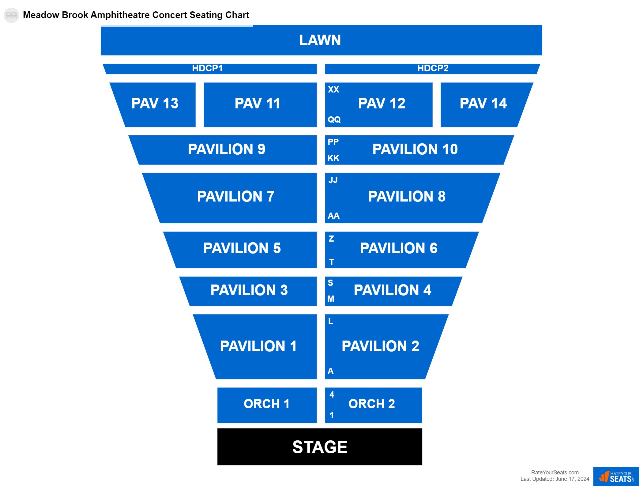 Interactive seating chart Concert seating chart at Meadow Brook Amphitheatre