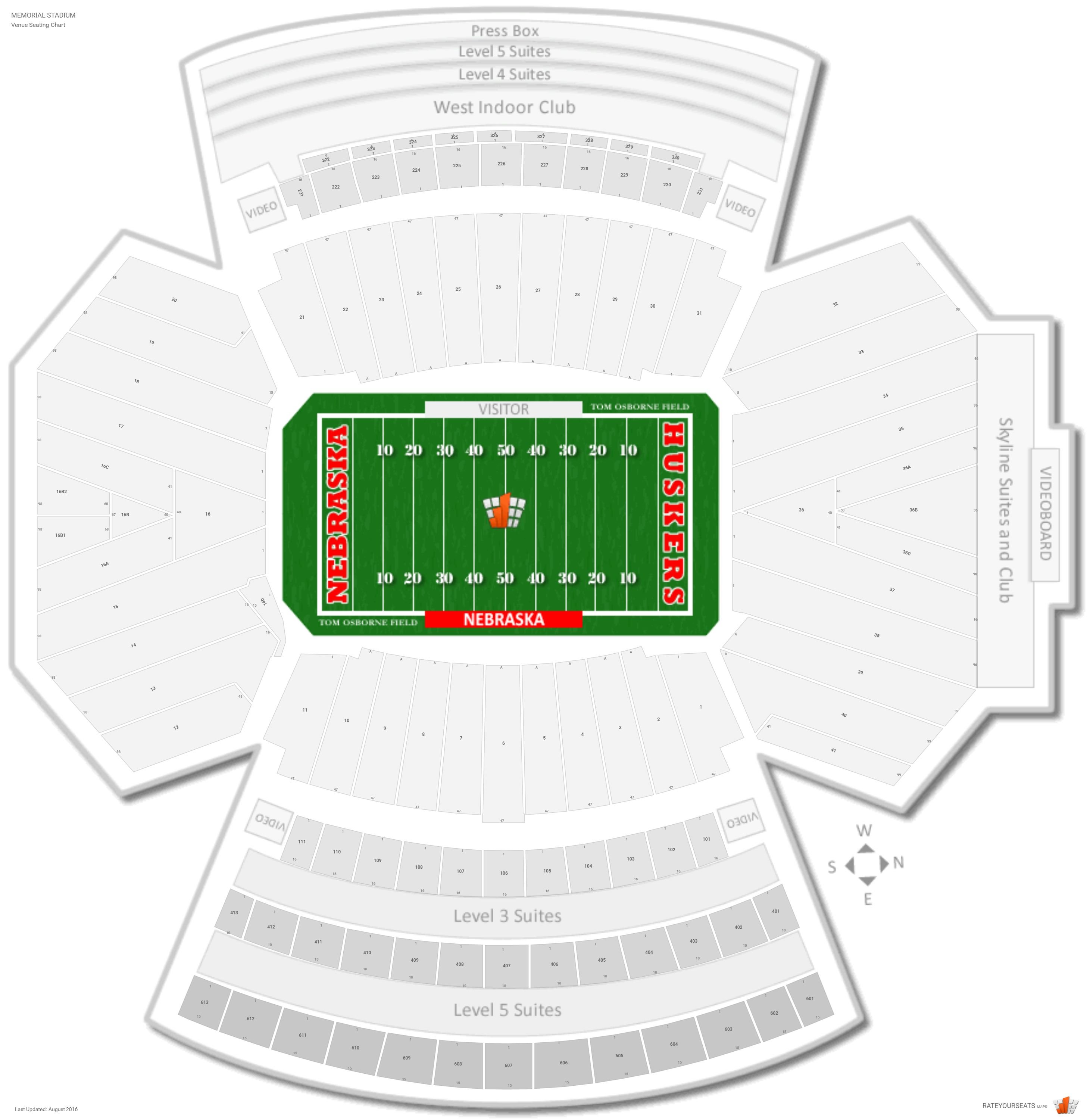 University Of Nebraska Lincoln Memorial Stadium Seating Chart