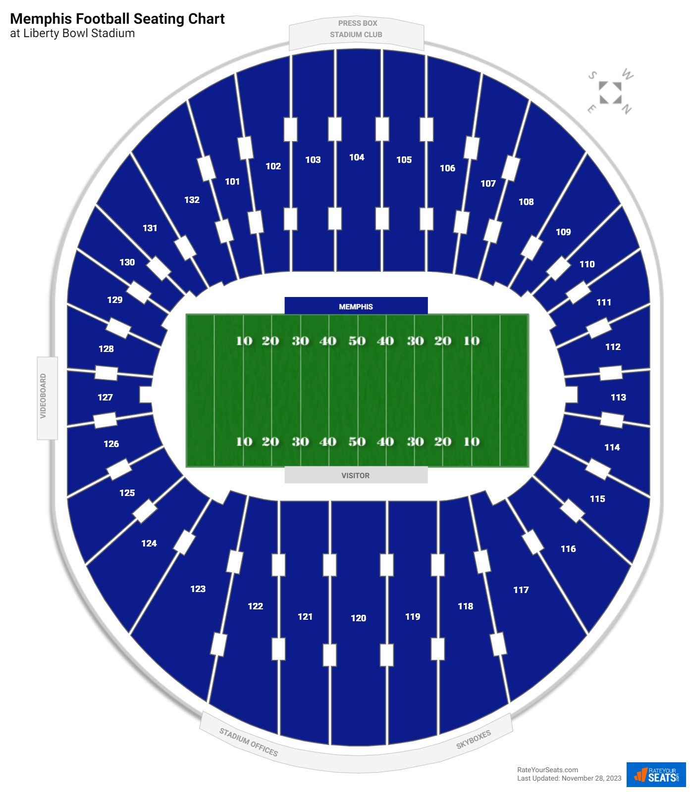 Memphis Tigers Seating Chart at Liberty Bowl Stadium