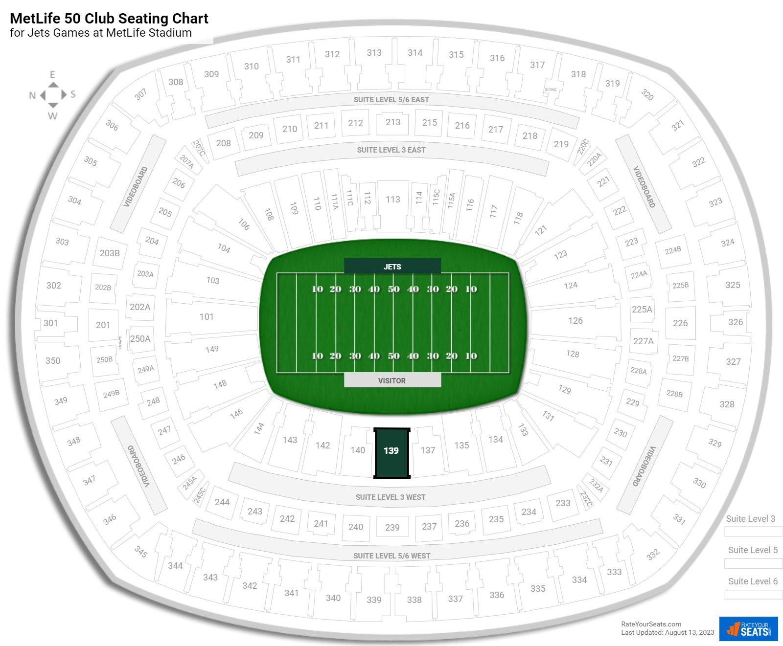 Jets MetLife 50 Club Seating Chart at MetLife Stadium