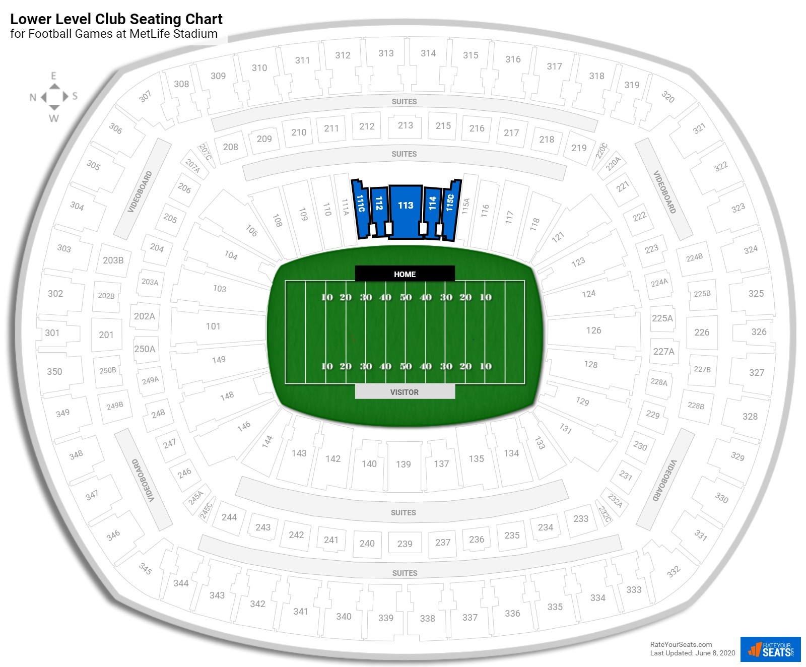 lower level club metlife stadium football seating zable stadium seating chart