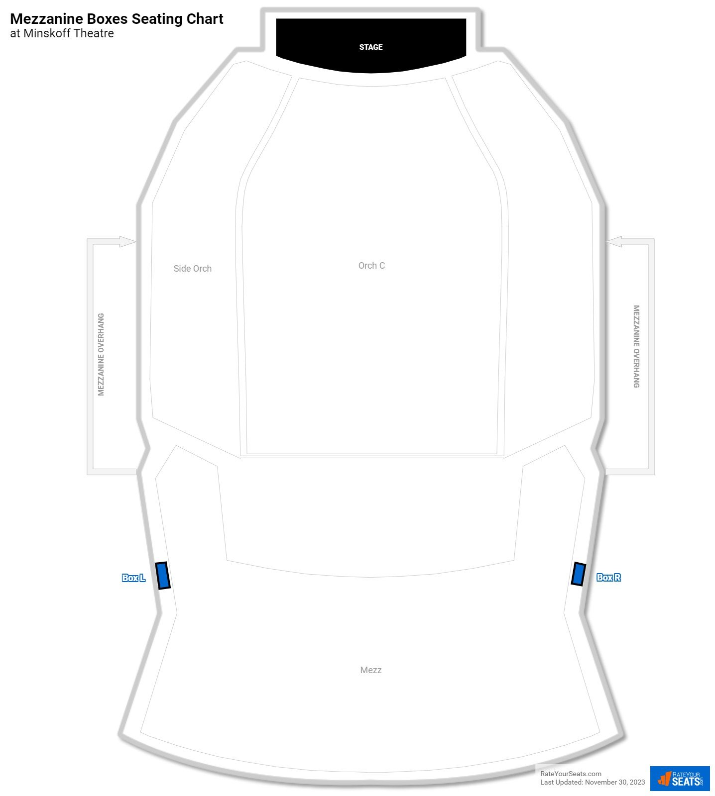 click to enlarge Theater Mezzanine Boxes Seating Chart at Minskoff Theatre