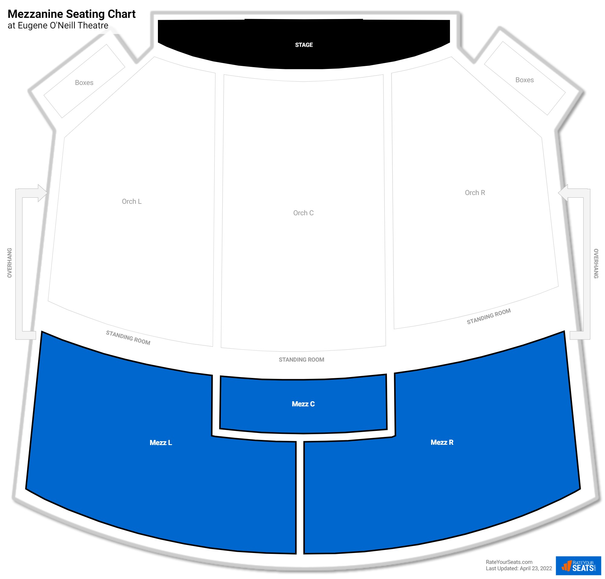click to enlarge Theater Mezzanine Seating Chart at Eugene O