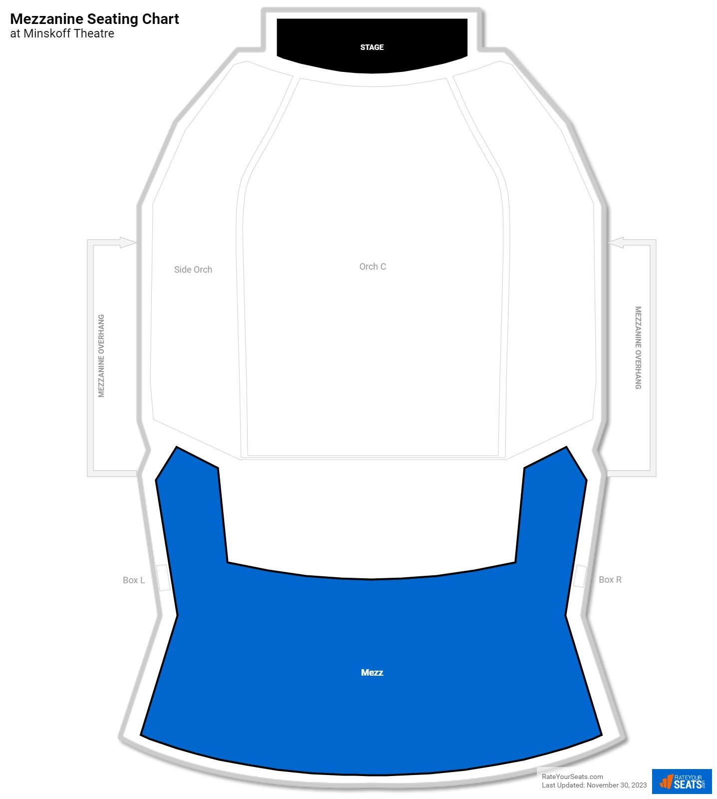 click to enlarge Theater Mezzanine Seating Chart at Minskoff Theatre