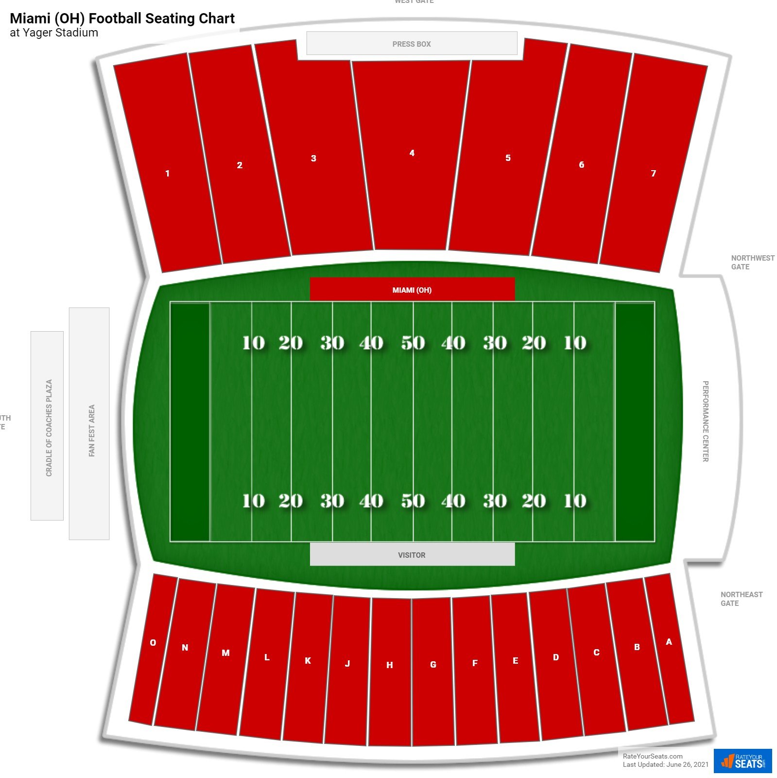Miami (OH) Redhawks Seating Chart at Yager Stadium