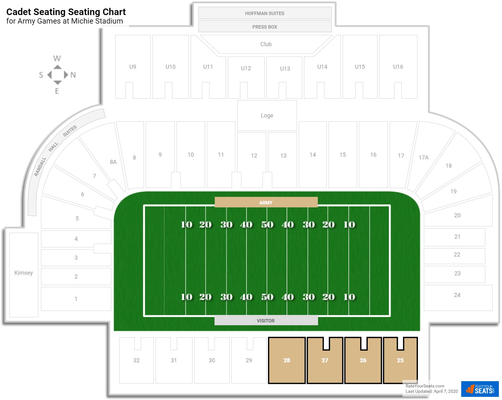 Michie Stadium Seating Chart Row