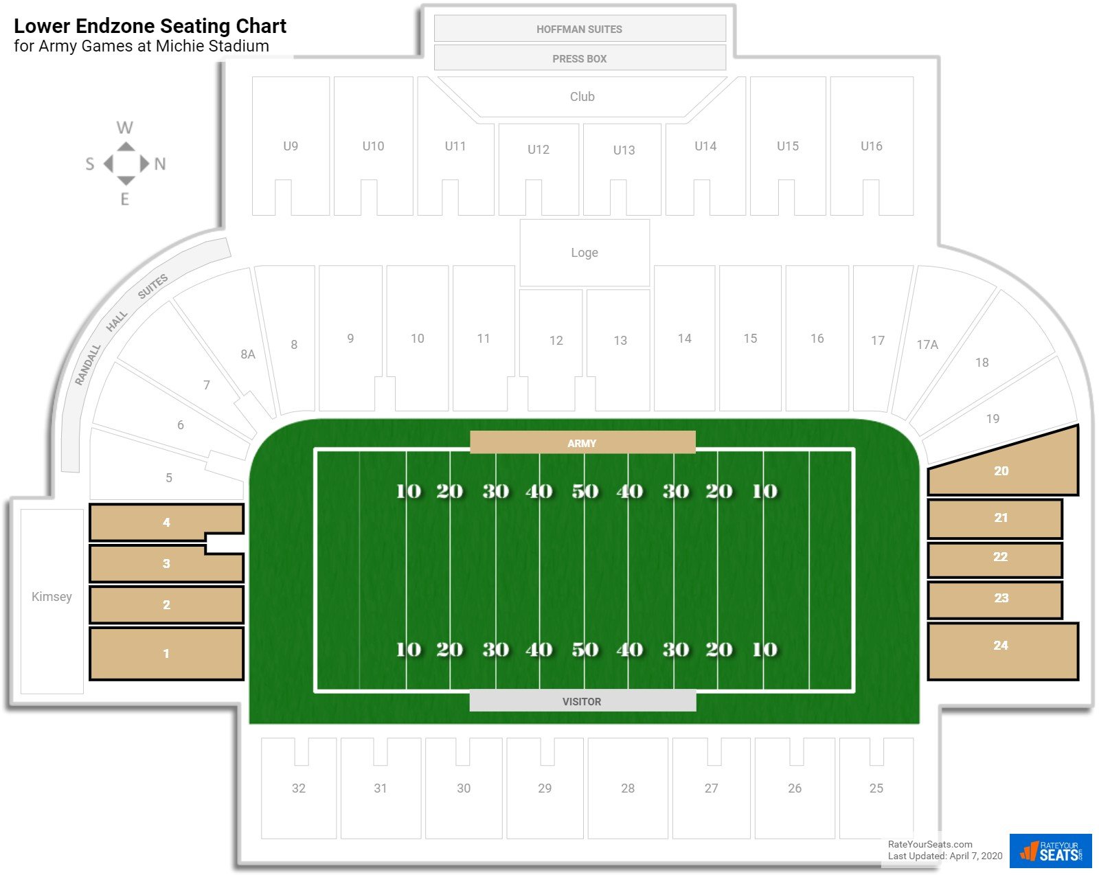 Michie Stadium Army Seating Guide Rateyourseats Michie Stadium Lower Endzone Seating Chart