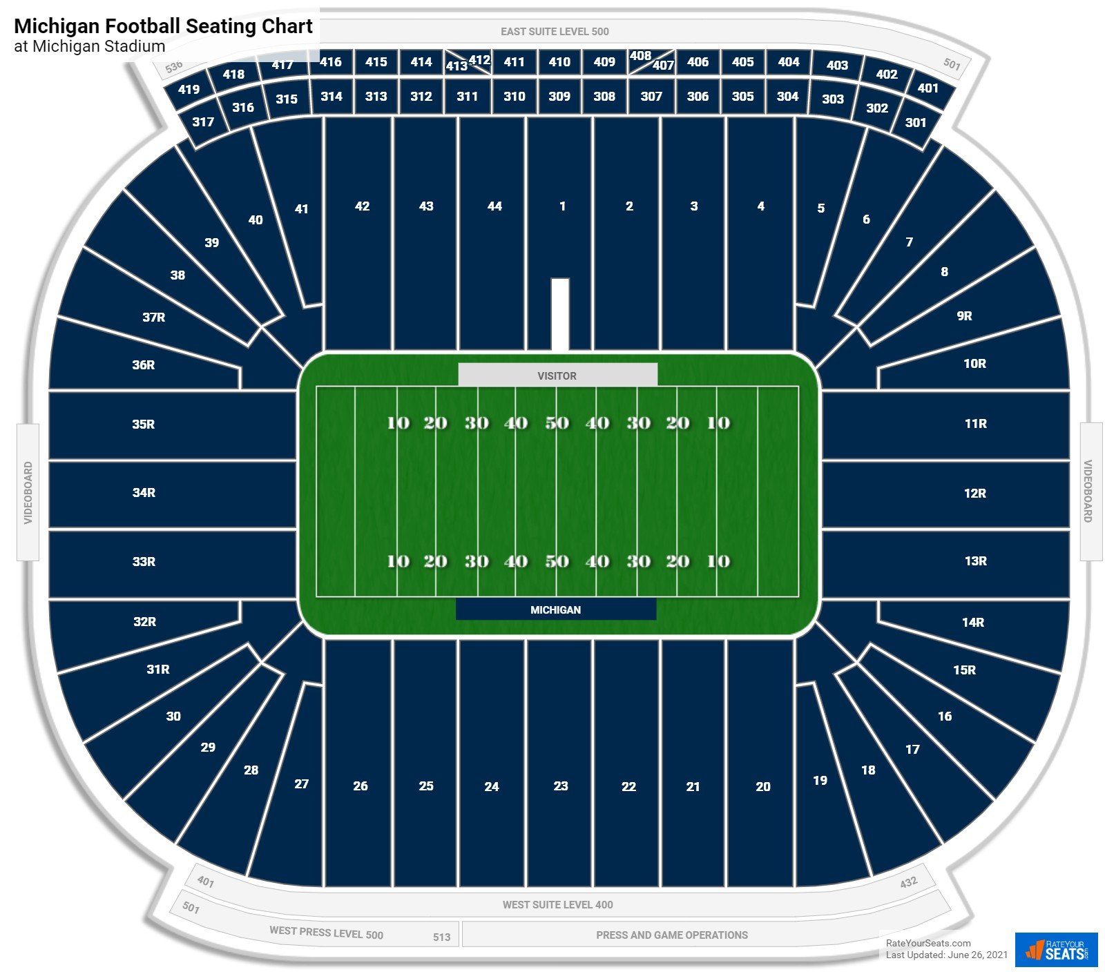 Michigan Wolverines Seating Chart at Michigan Stadium