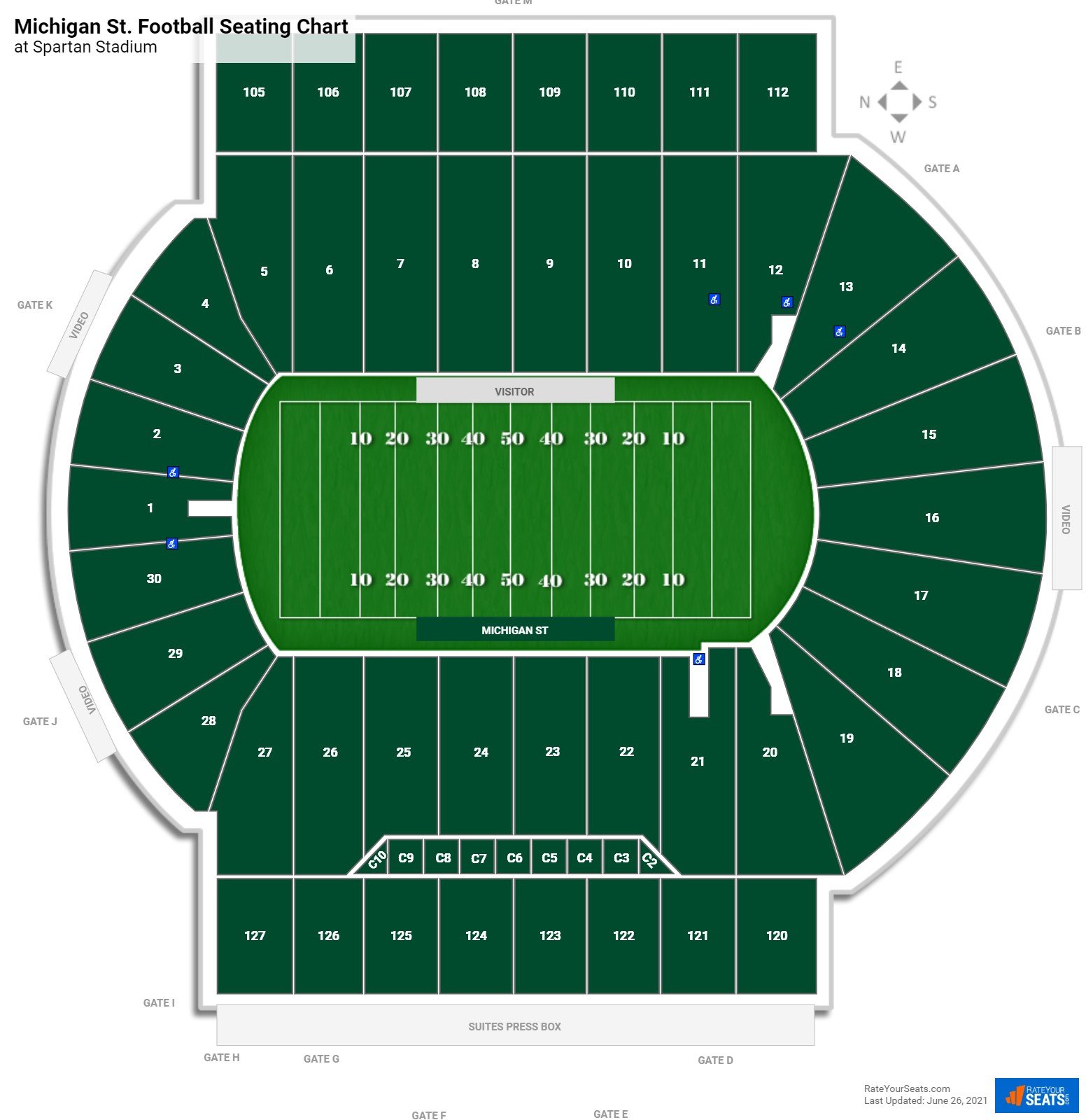Michigan St. Spartans Seating Chart at Spartan Stadium