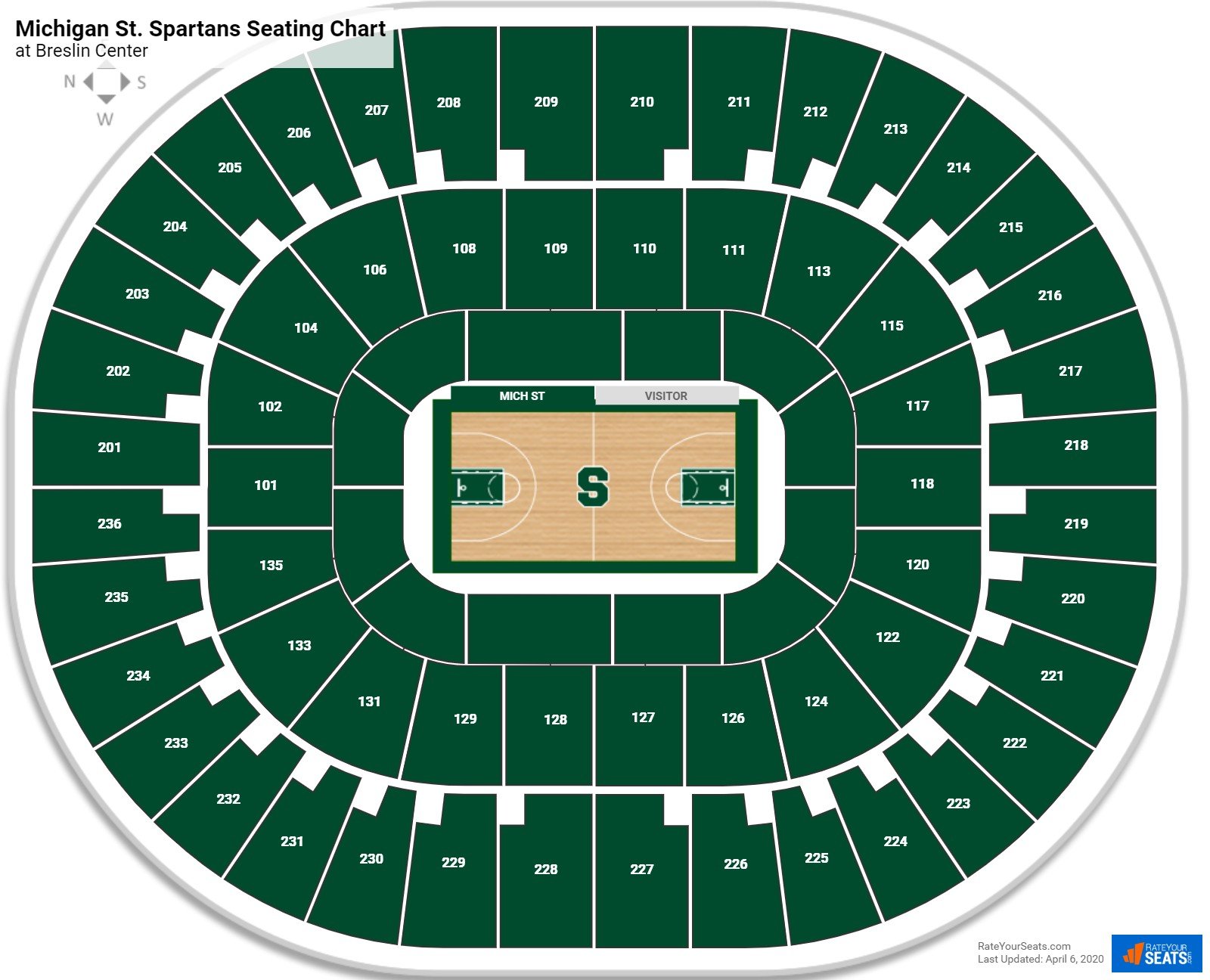 breslin center section 220 rateyourseats com breslin center seating chart with rows