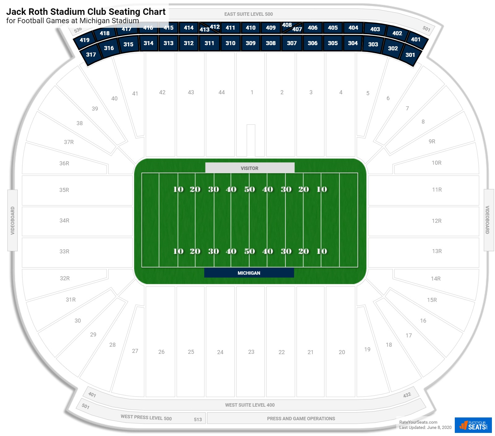 Michigan Stadium Club Level Seating Chart