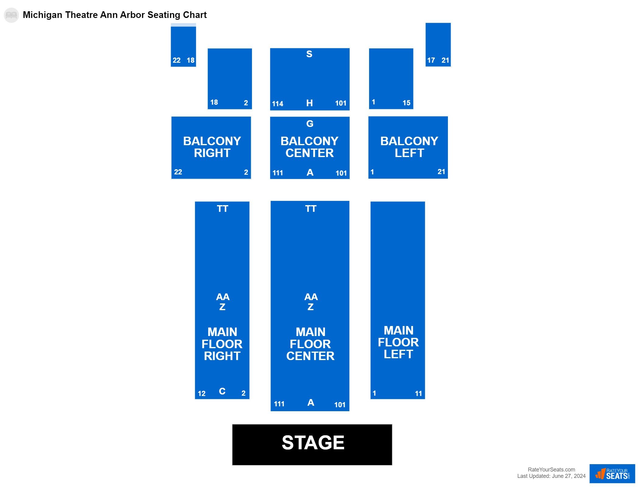 Interactive seating chart Comedy seating chart at Michigan Theatre Ann Arbor