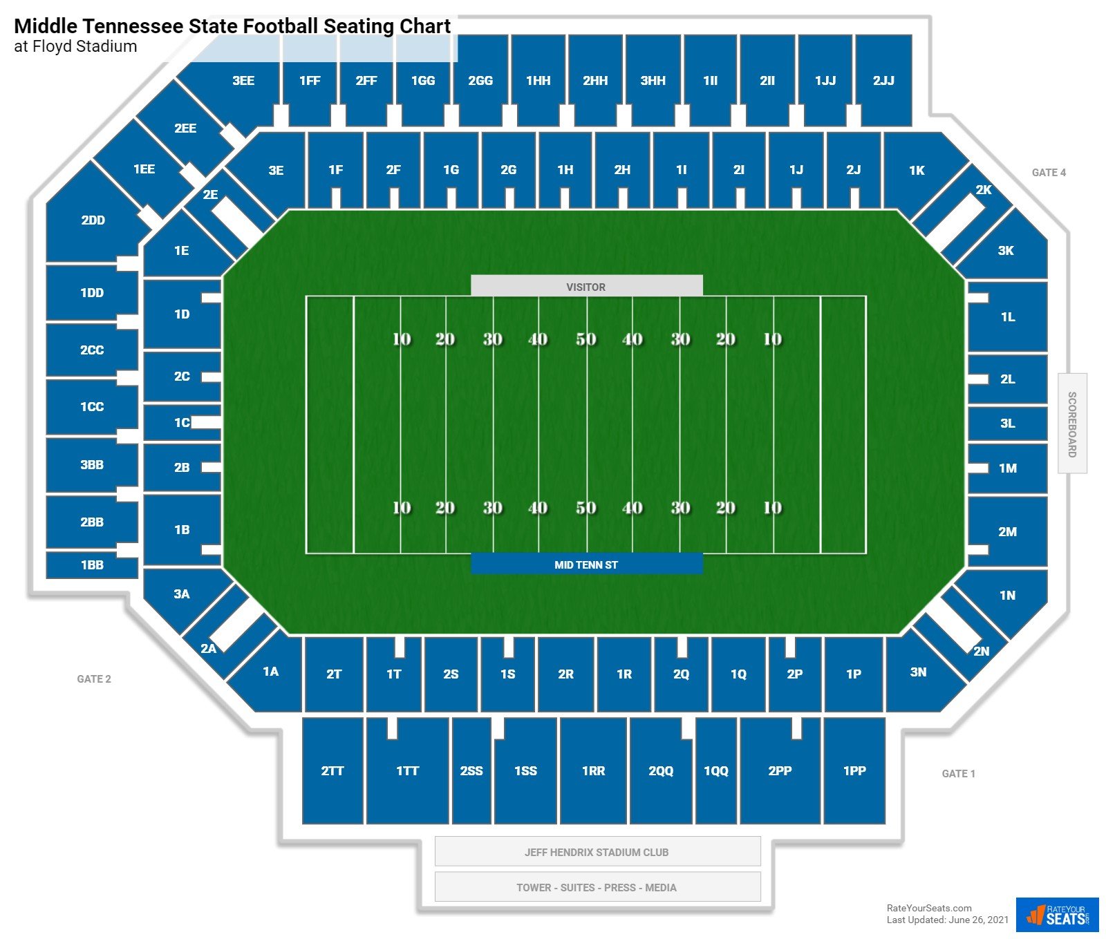 Middle Tennessee State Blue Raiders Seating Chart at Floyd Stadium