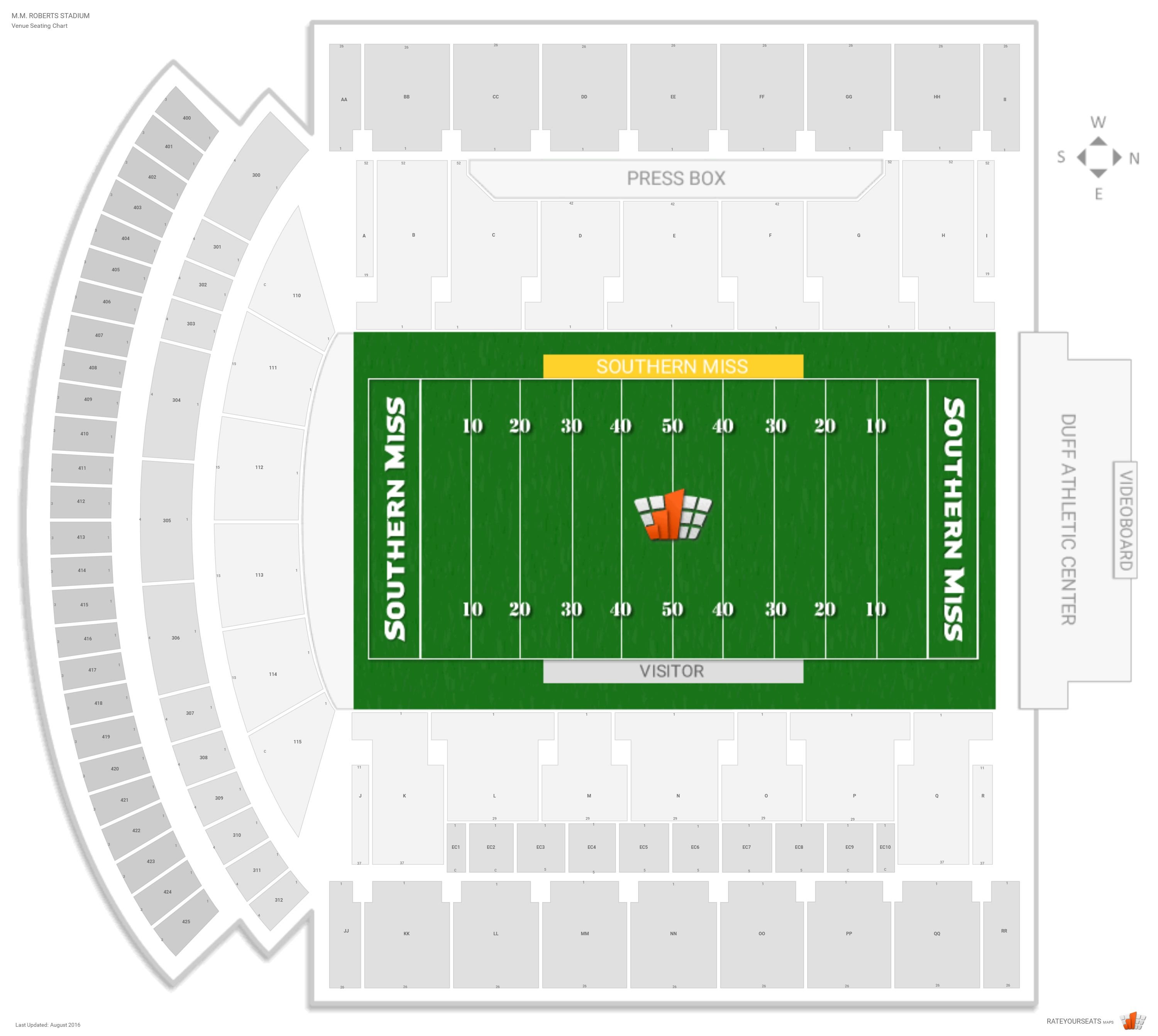 University Of Southern Mississippi Football Stadium Seating Chart