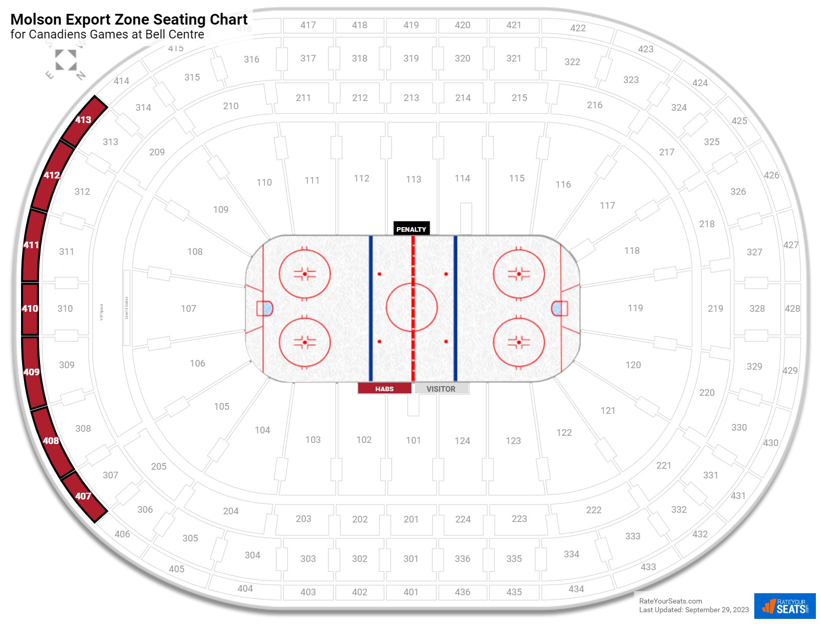 click to enlarge Canadiens Molson Export Zone Seating Chart at Bell Centre