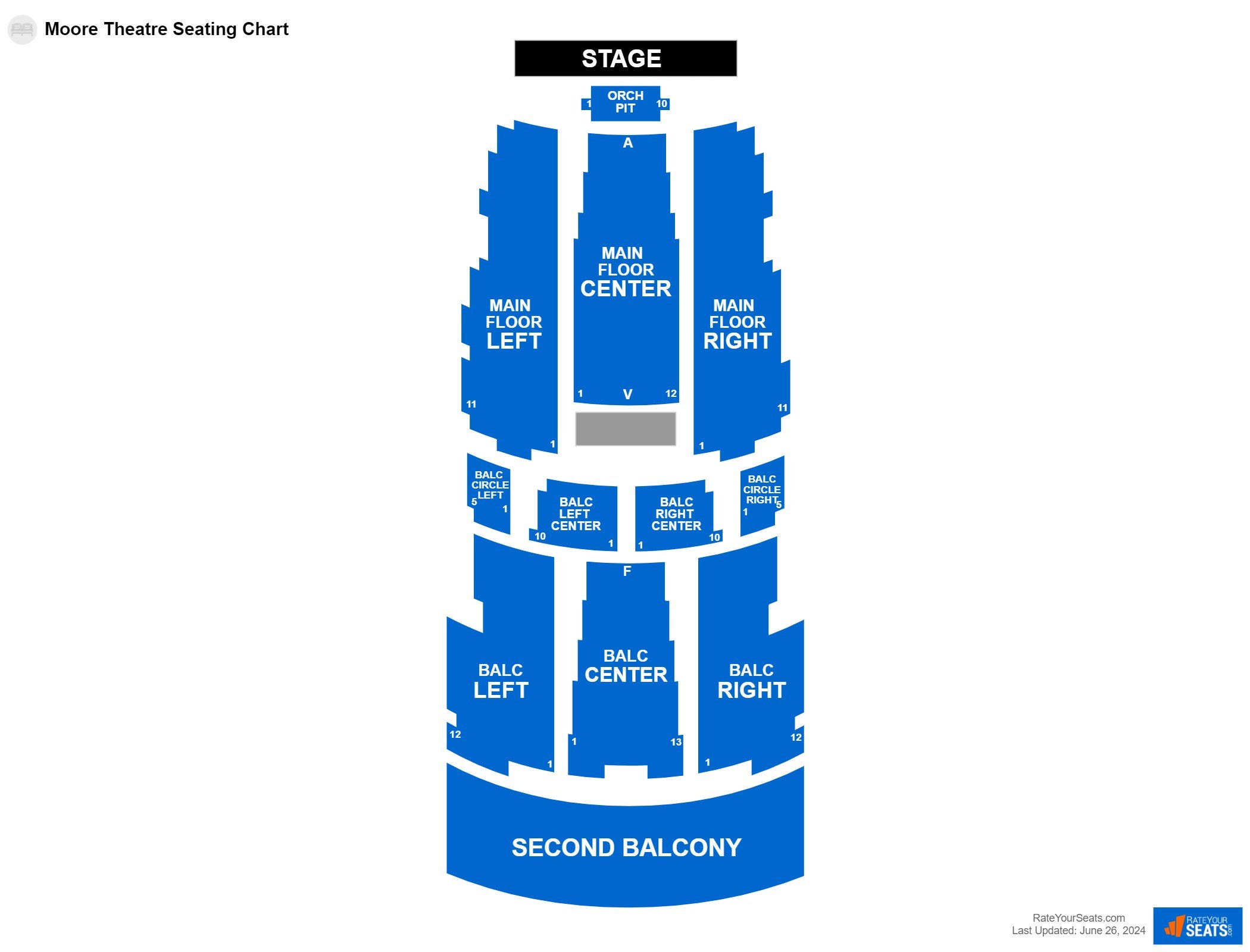 Interactive seating chart Comedy seating chart at Moore Theatre