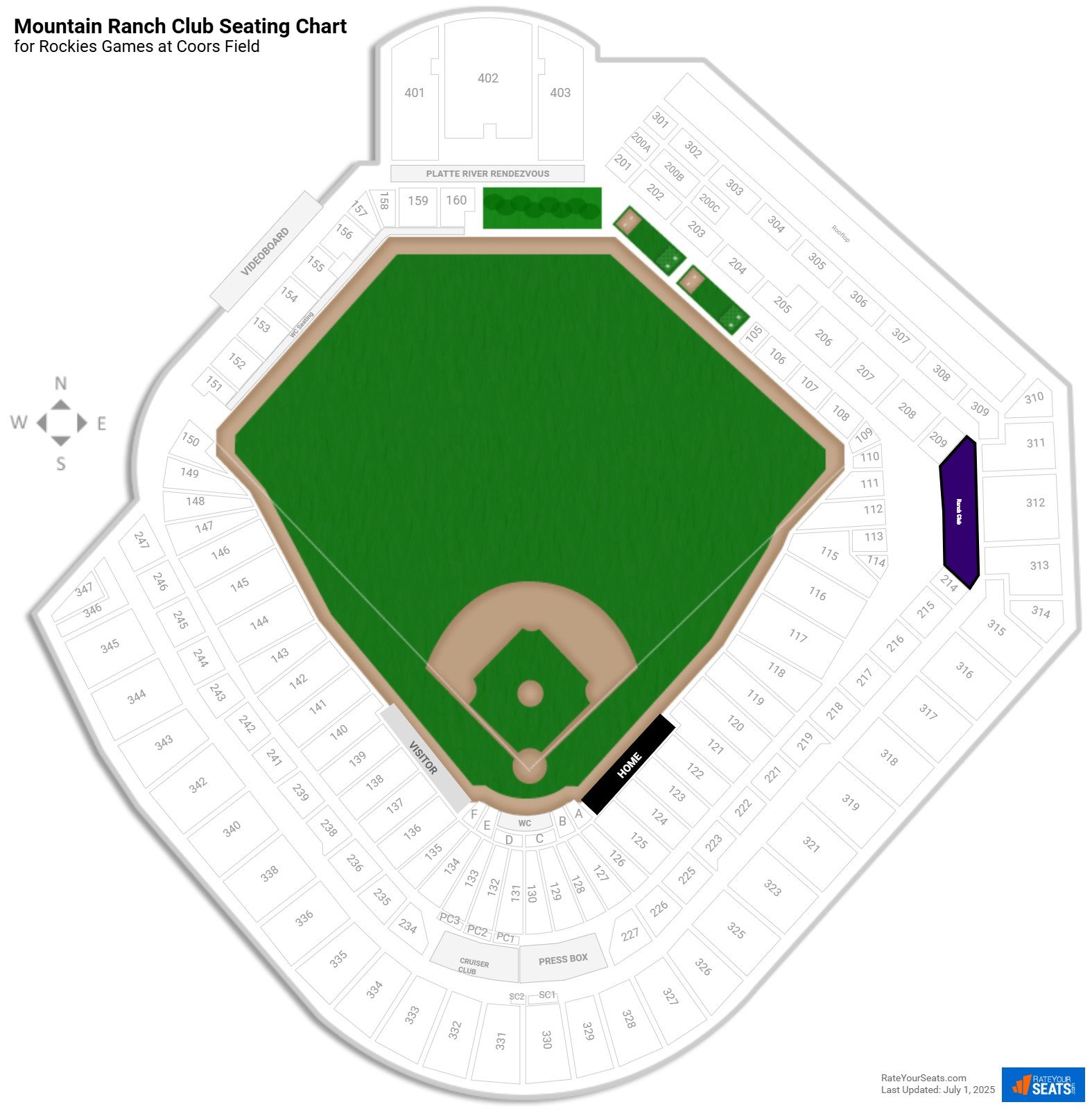 click to enlarge Rockies Mountain Ranch Club Seating Chart at Coors Field