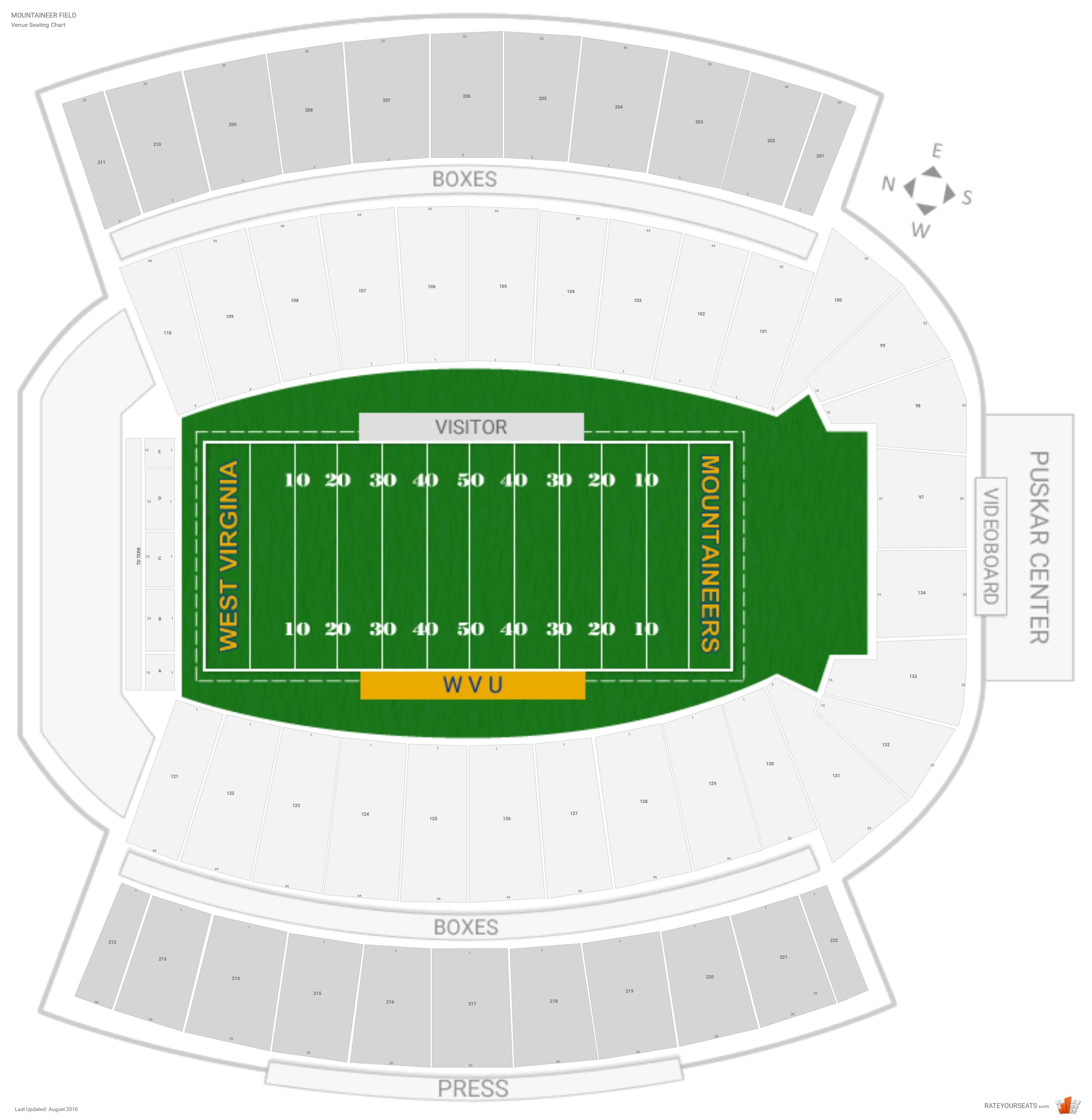 Milan Puskar Stadium Seating Chart With Seat Numbers