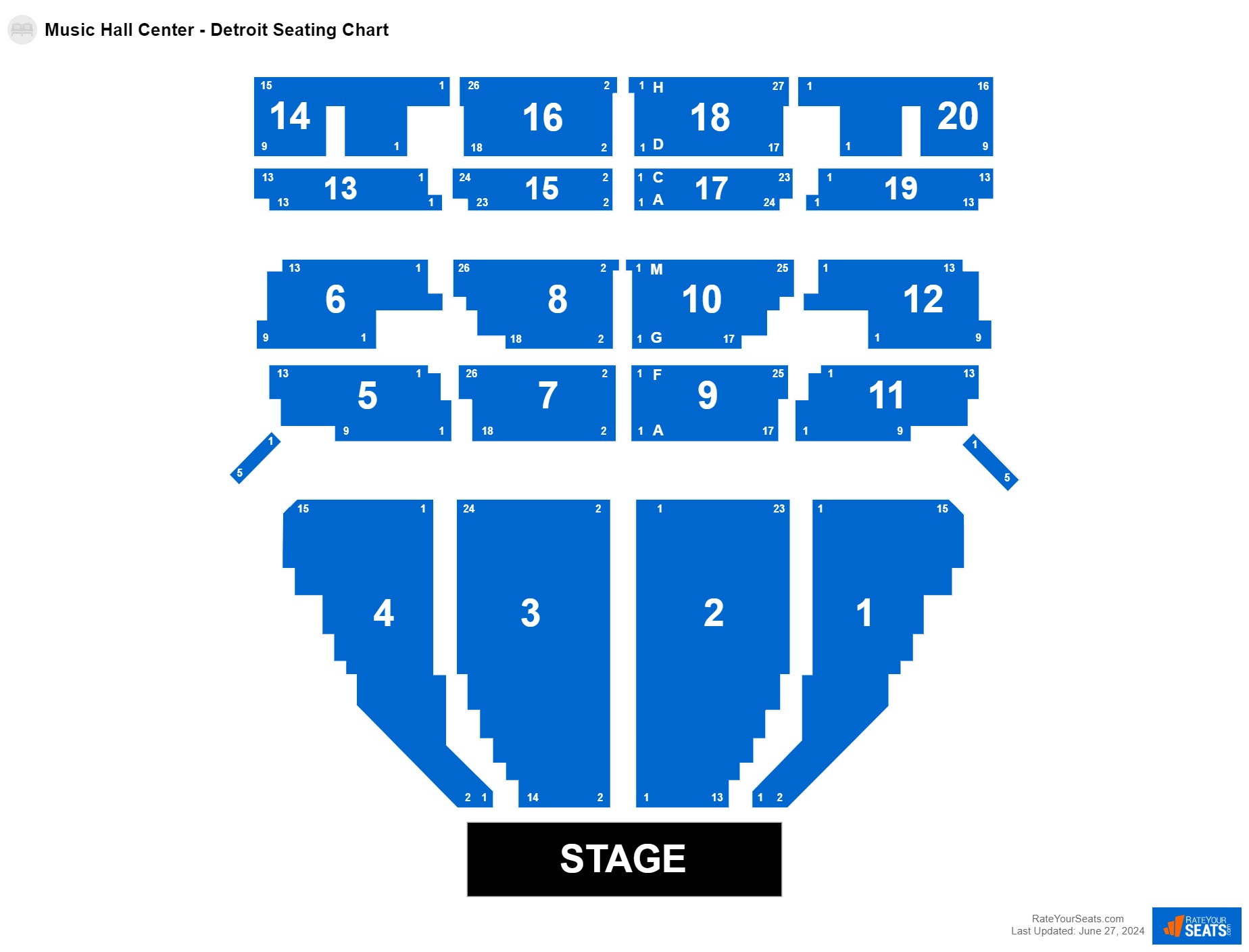 Interactive seating chart Concert seating chart at Music Hall Center - Detroit