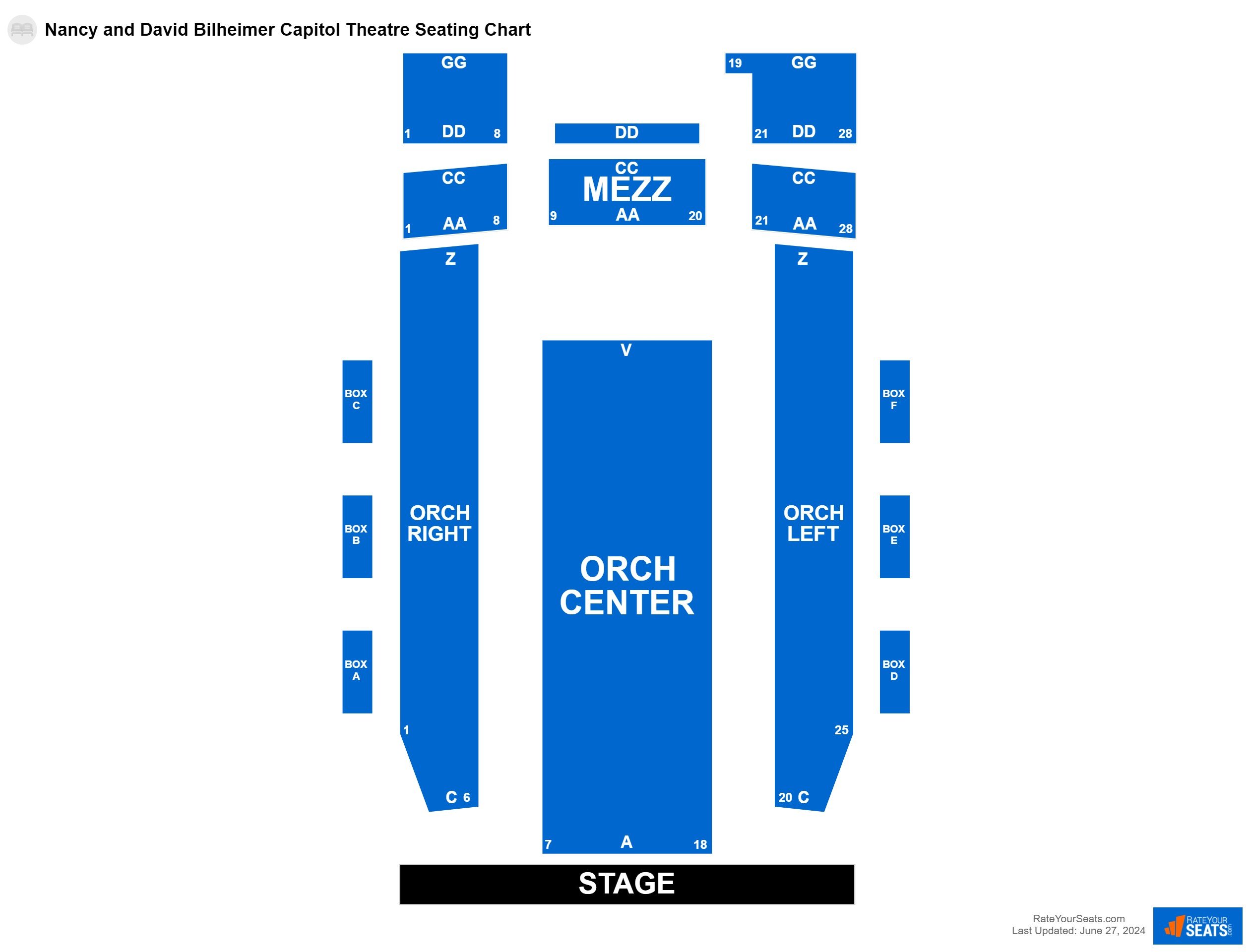Interactive seating chart Comedy seating chart at Nancy and David Bilheimer Capitol Theatre