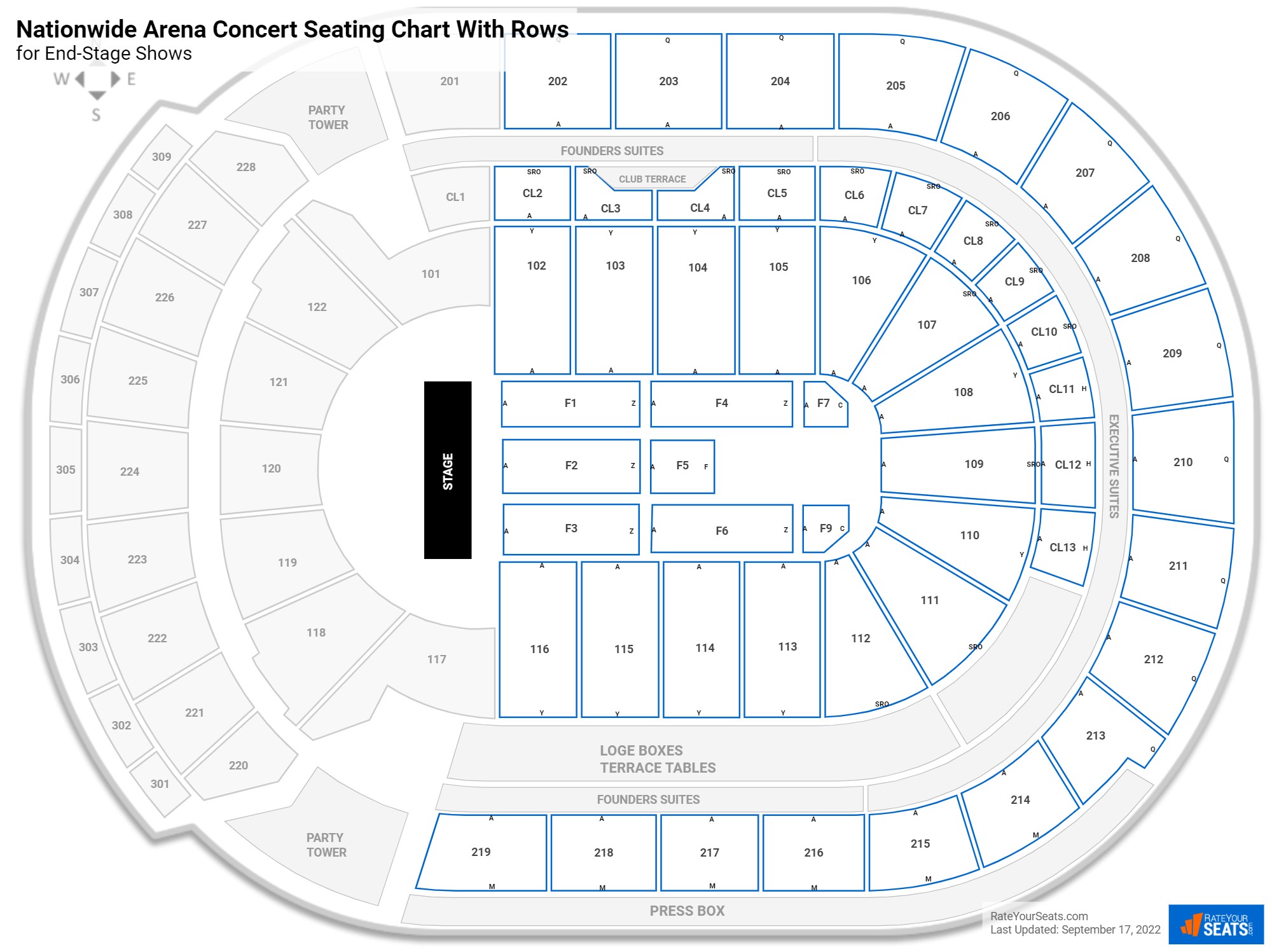 Nationwide Arena seating chart with rows concert