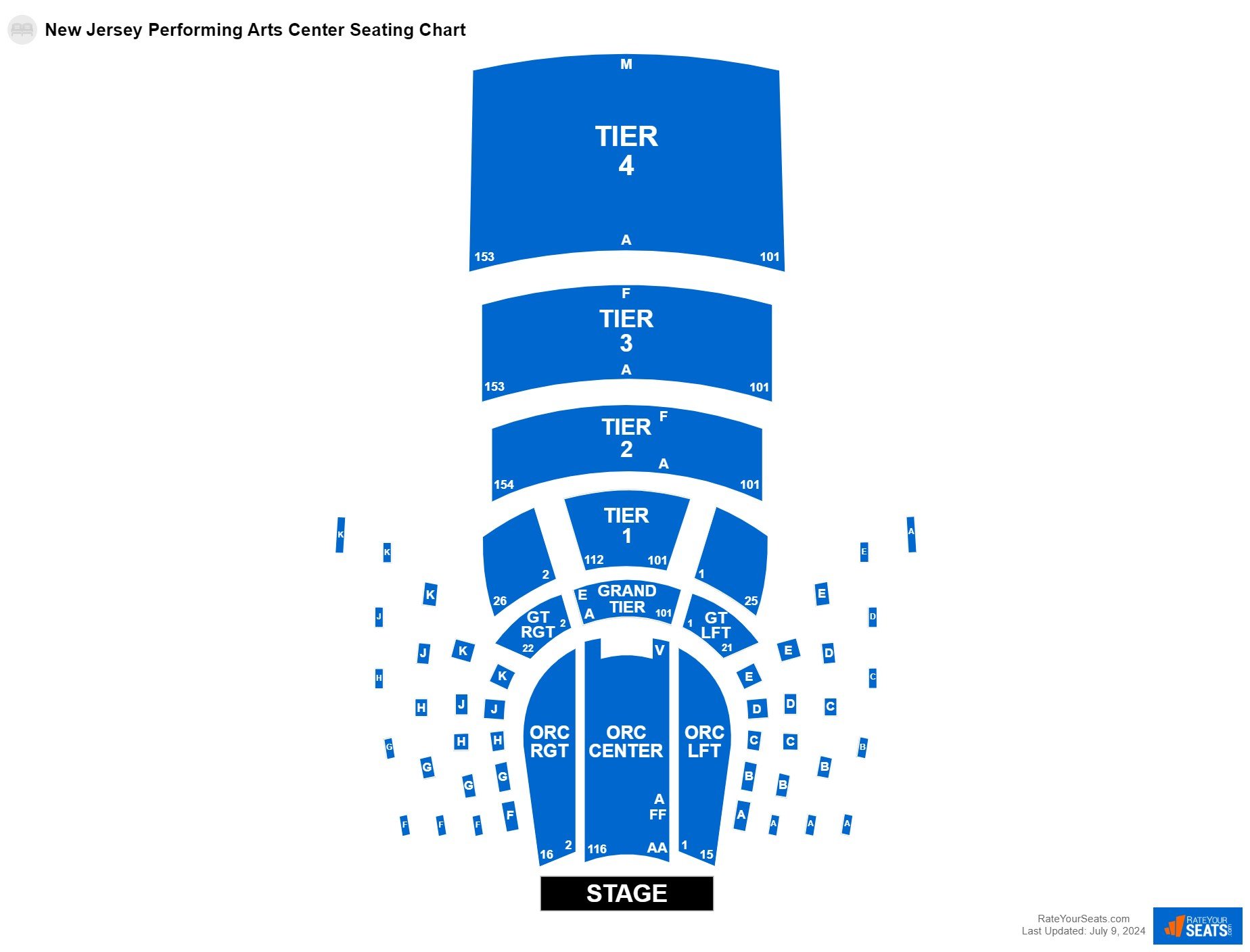Interactive seating chart Comedy seating chart at New Jersey Performing Arts Center
