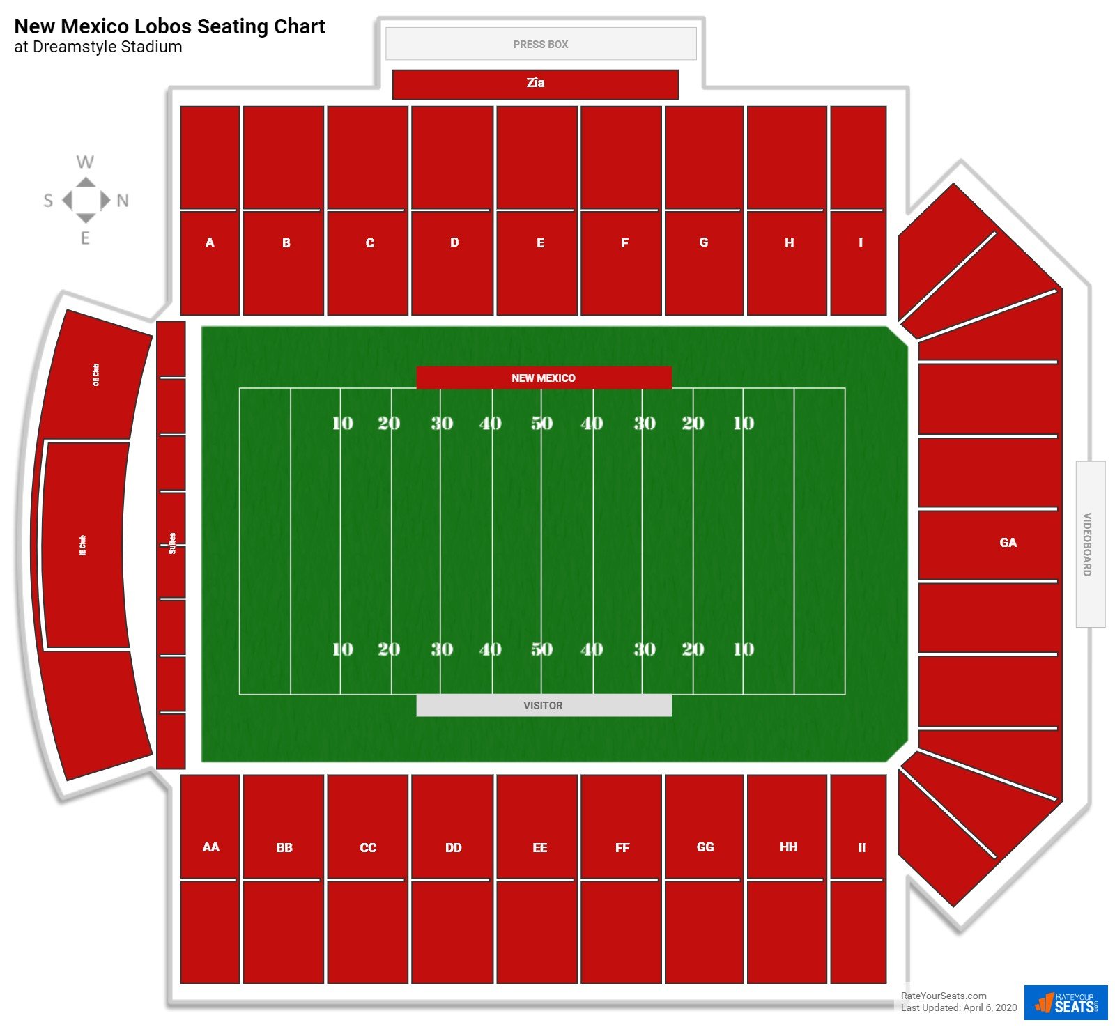 New Mexico Lobos Seating Chart at Dreamstyle Stadium
